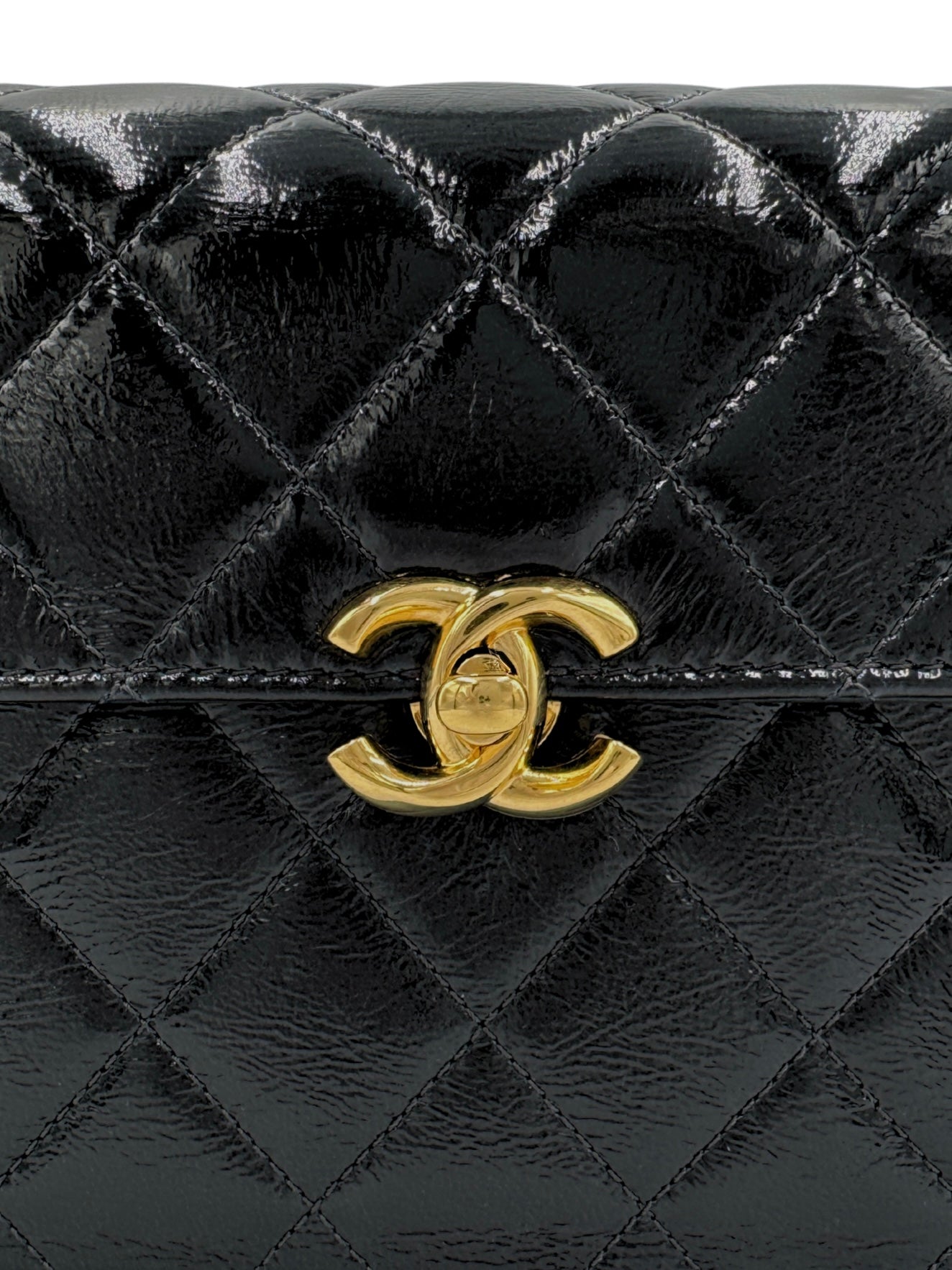 2025 Seasonal Quilted Single Flap Bag in Shiny Glazed Black Calfskin Leather