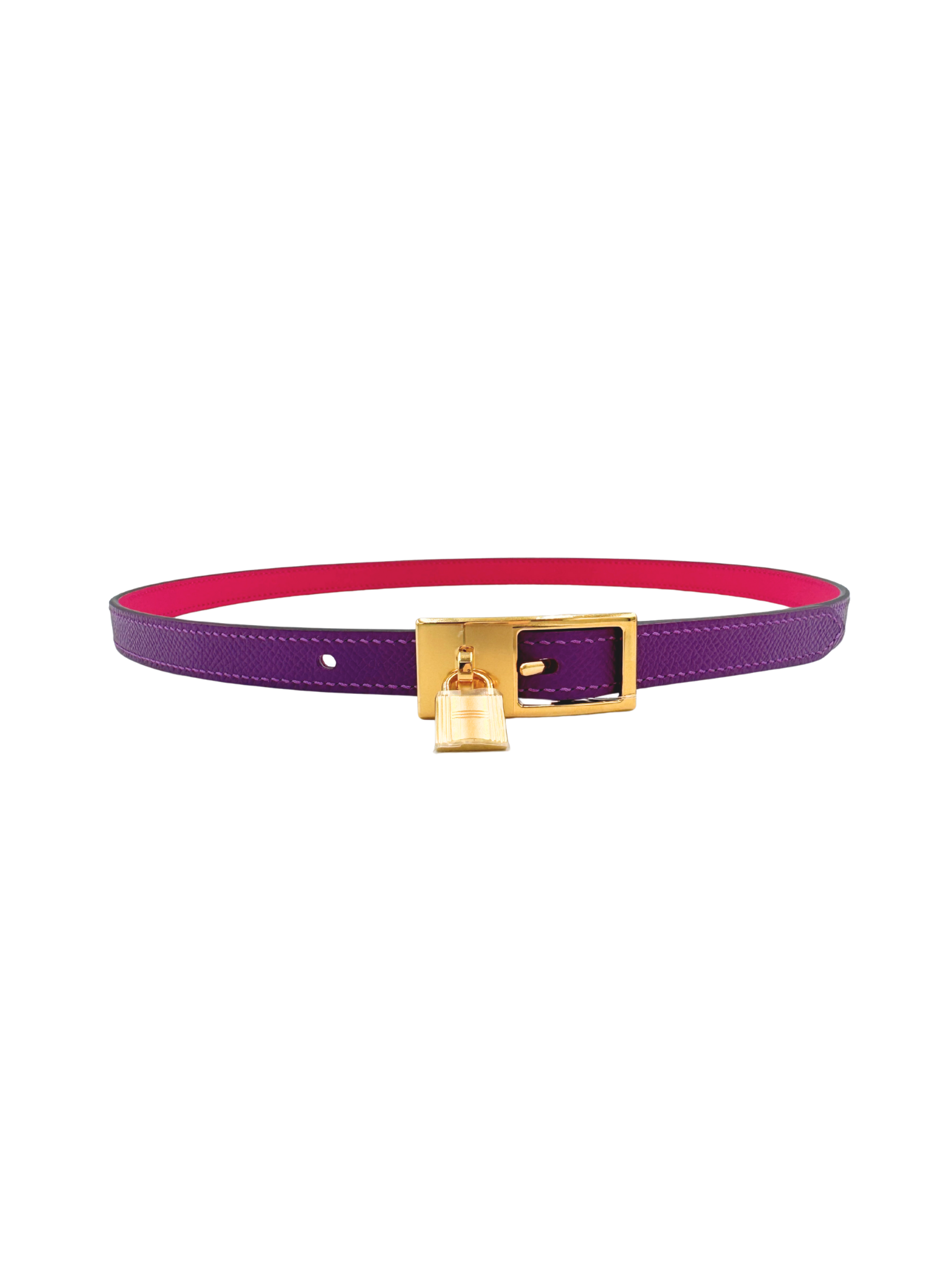 Size 75 Reversible Women's Lucky Belt 15 in Rose Mexico Swift Leather & Anemone Epsom Leather