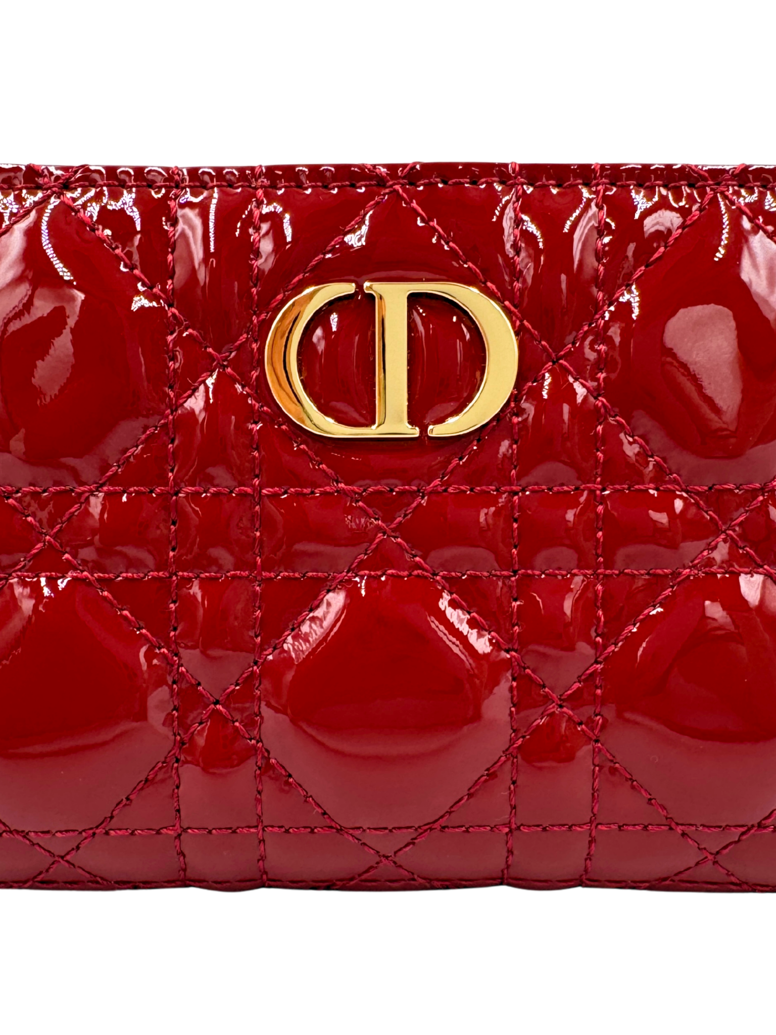 Caro Scarlet Ziparound Quilted Cannage Wallet in Red Patent Leather