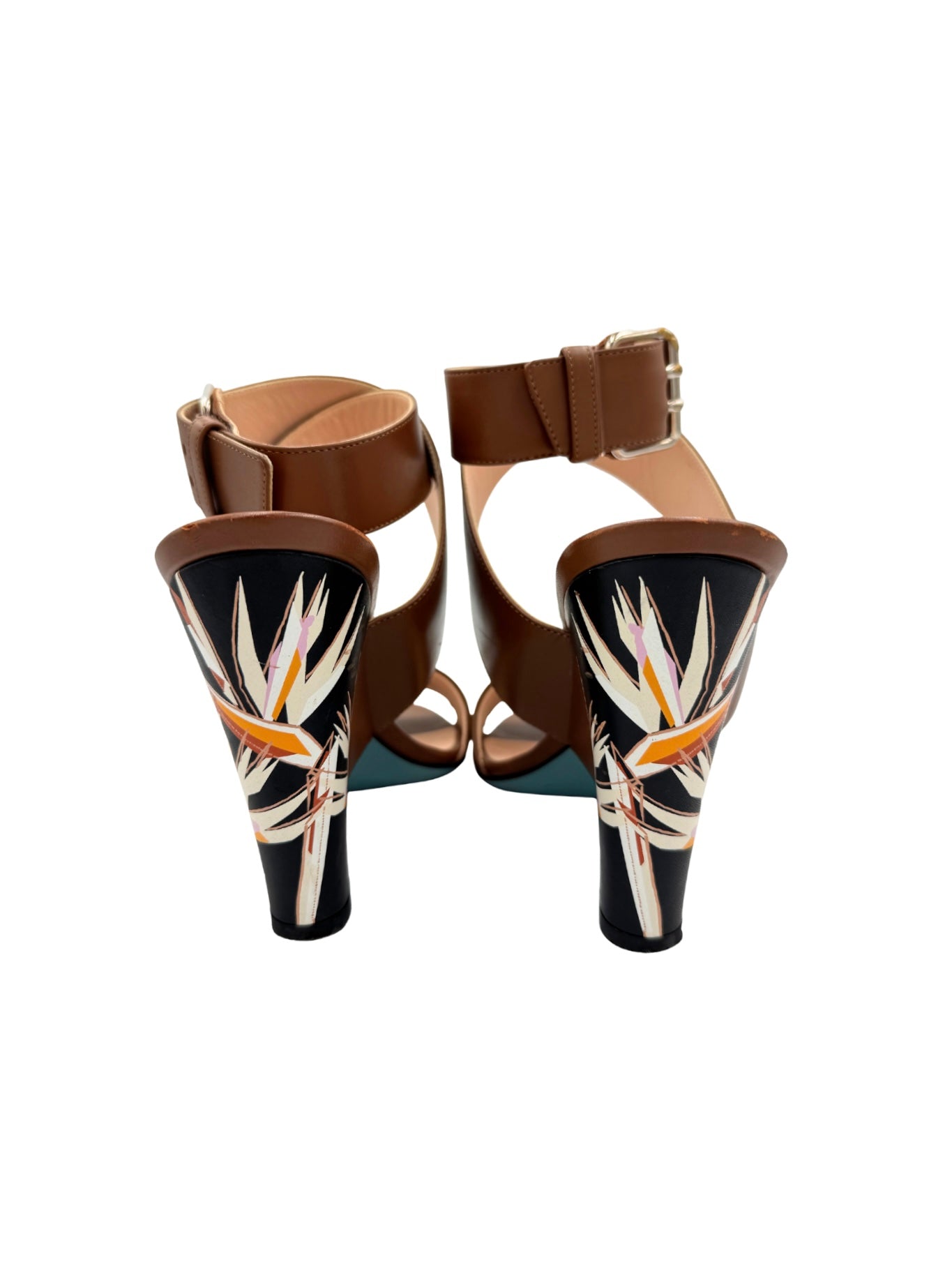 Size 37 Bird of Paradise Crossover Strap Mule Sandals in Smooth Brown Leather