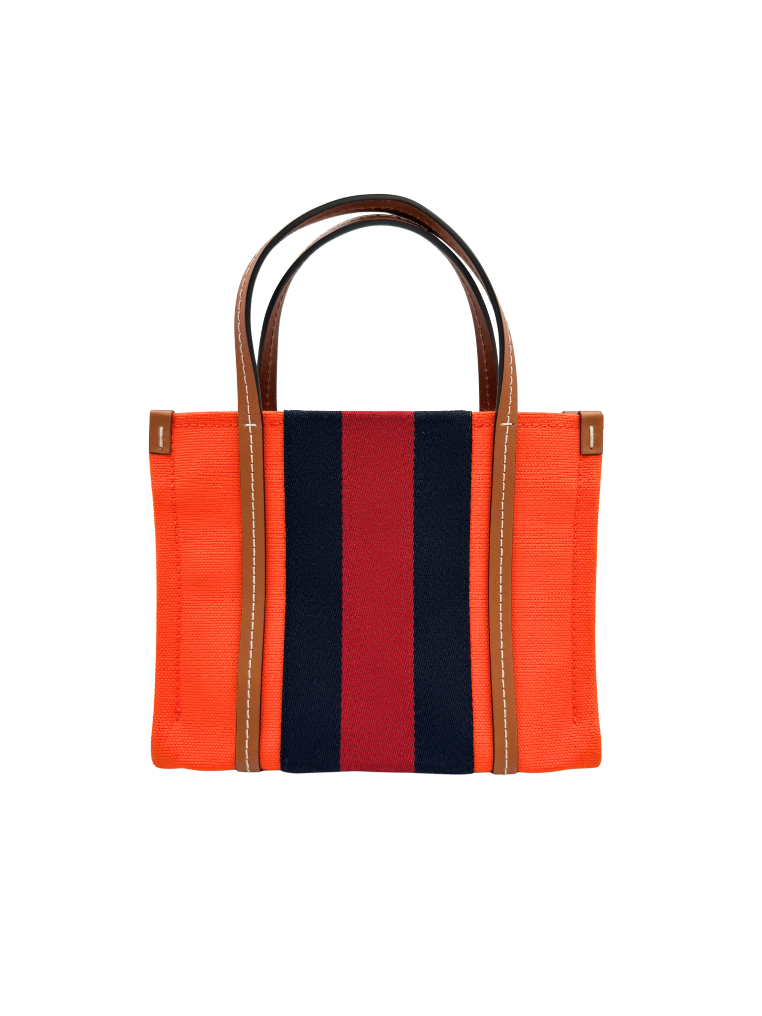 Small Interlocking GG Web Shopping Tote Bag with Top Handle in Orange Canvas