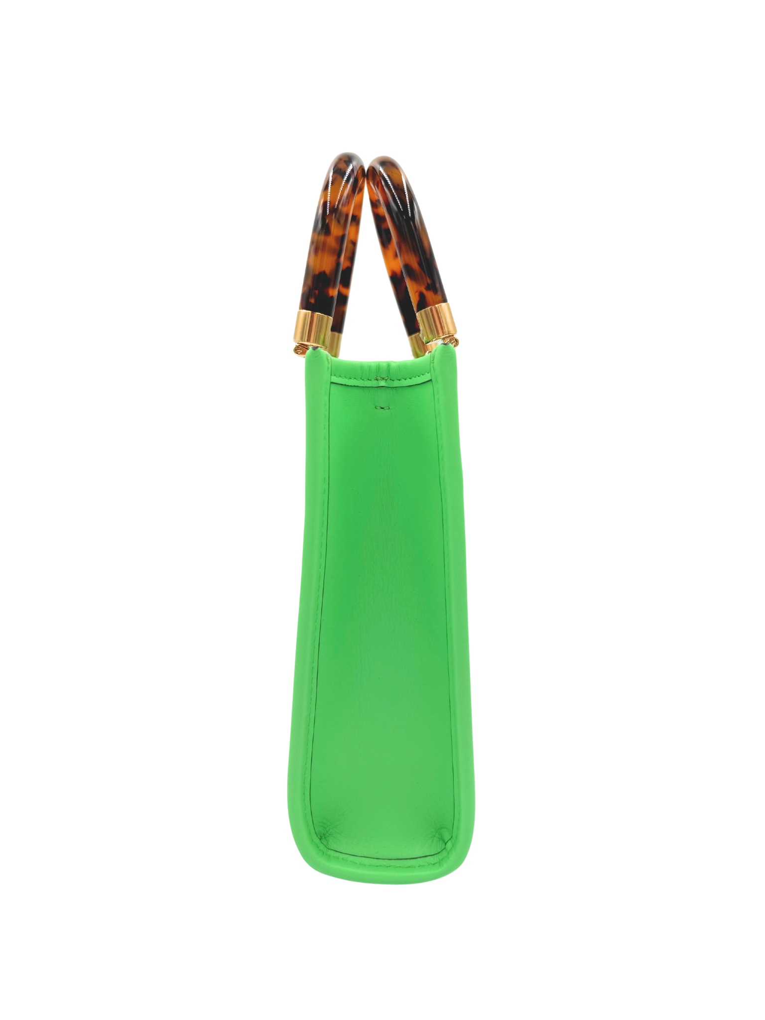 FF Mini Sunshine Shopping Tote Bag with Top Handle in Green Leather