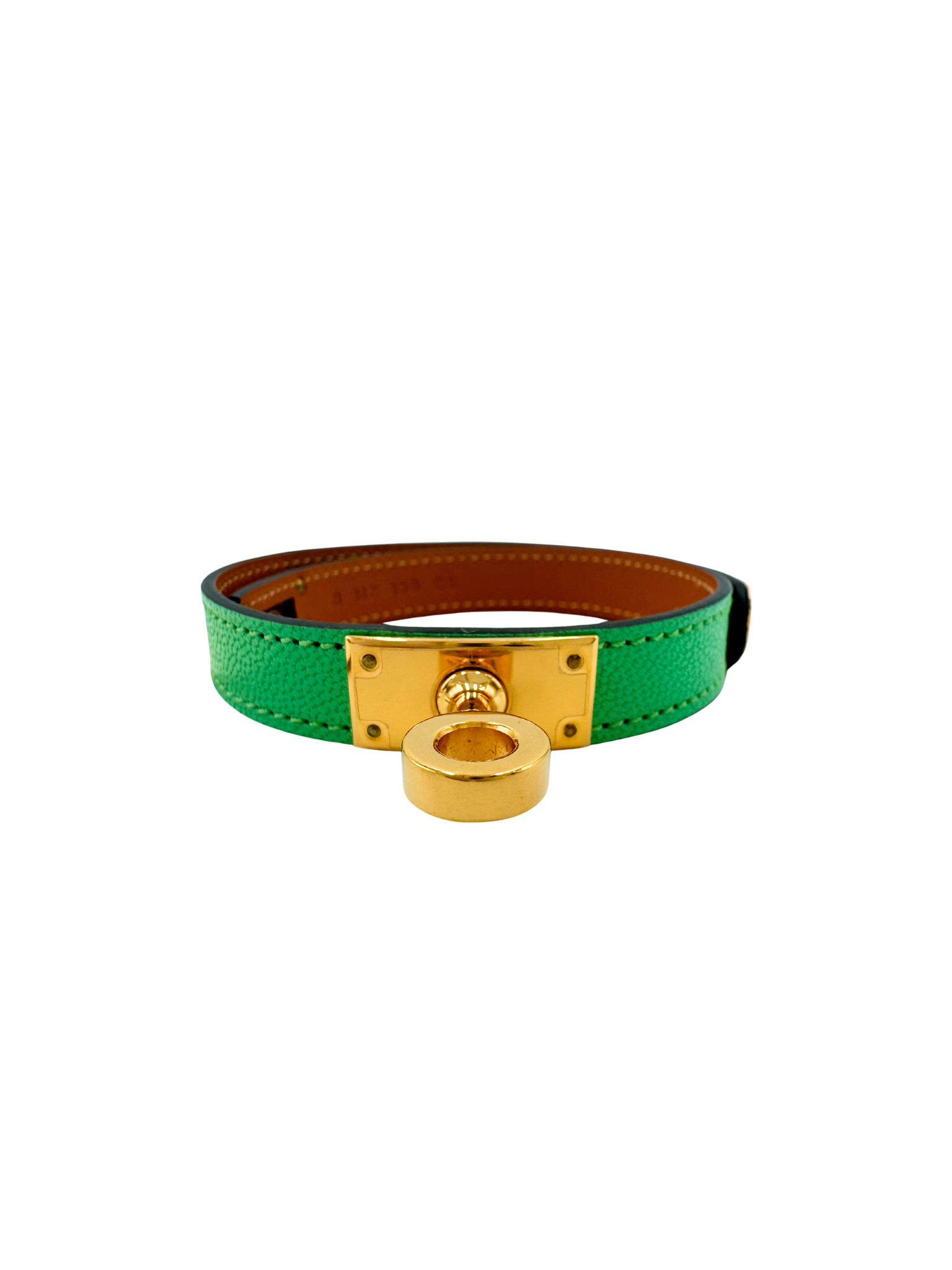 Size T2 Kelly Double Tour Bracelet in Vert Comics Chevre Chamkila Goatskin Leather