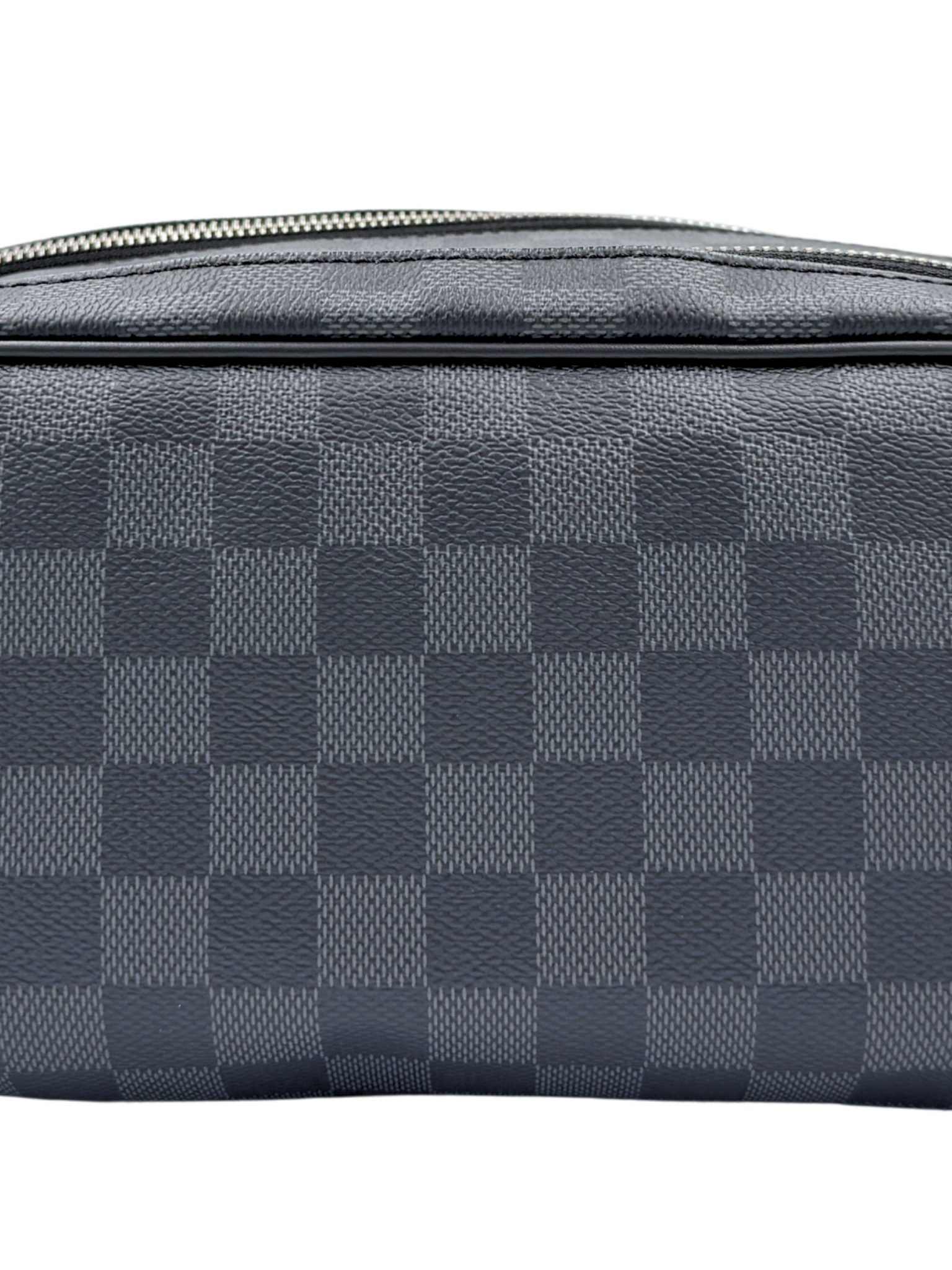 Dopp Kit Double-Zip Travel Toiletry Pouch / Travel Organizer in Damier Graphite Coated Canvas