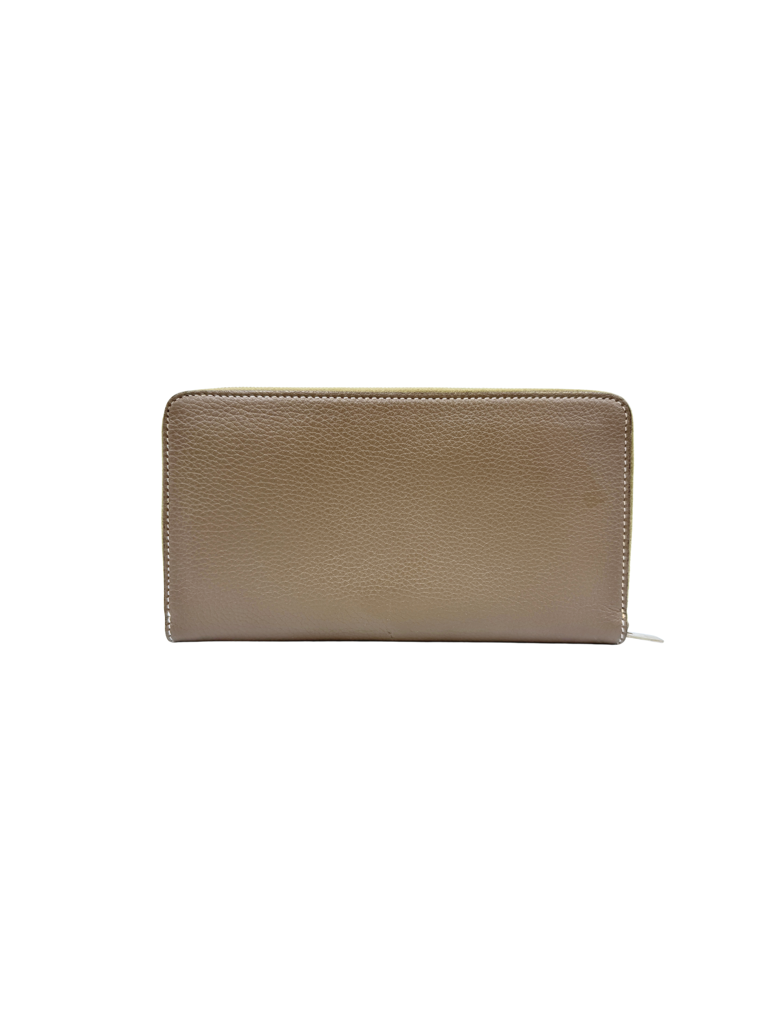 Long Continental Zip Around Wallet in Taupe Leather