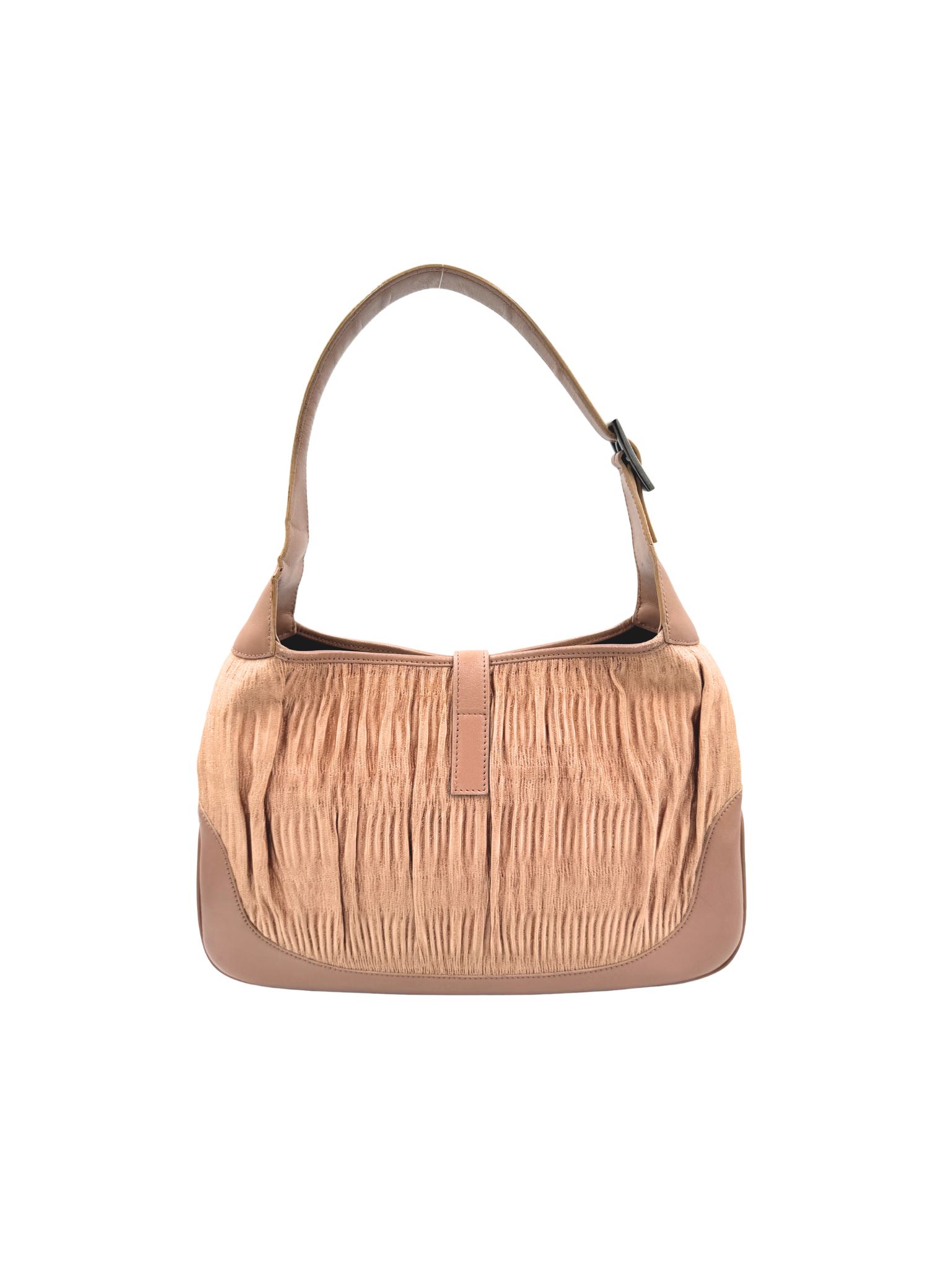 Vintage 1999 Tom Ford Era Ruched Jackie Shoulder Bag in Blush Pink Silk
