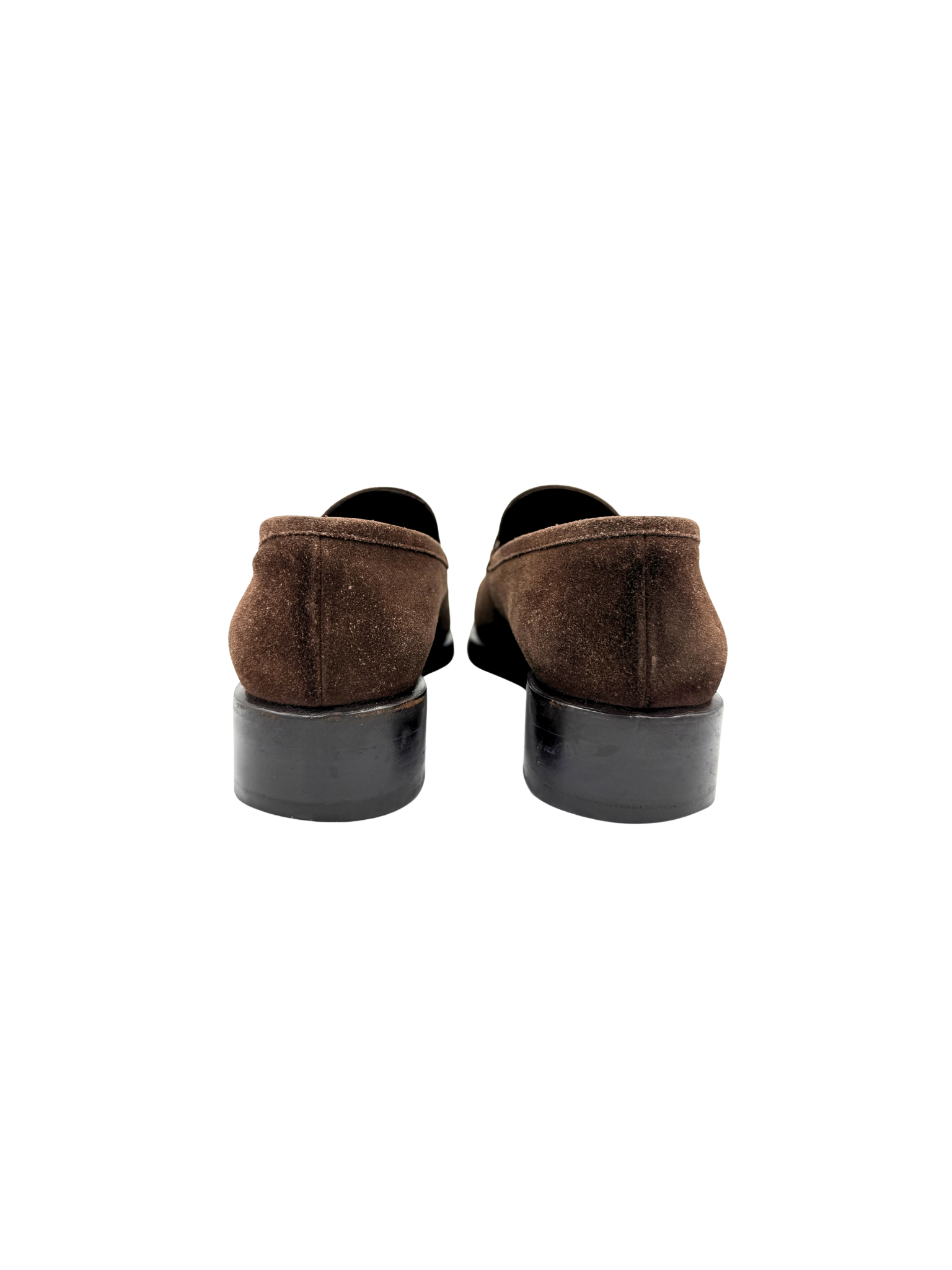 Size 38 Gucci Plate Flat Loafers in Chocolate Brown Suede