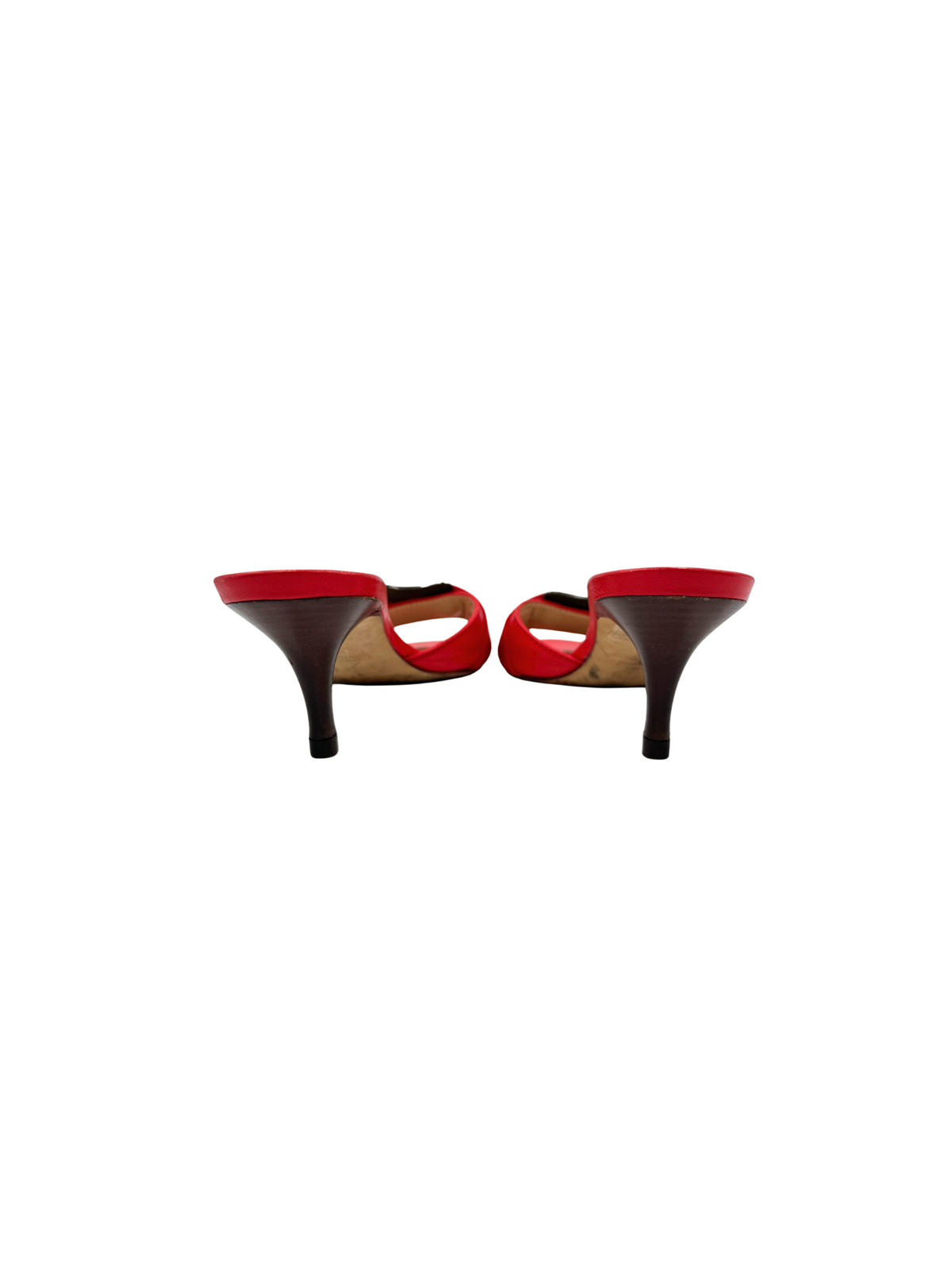 Size 37 Mule Sandals with Buckle in Red Leather