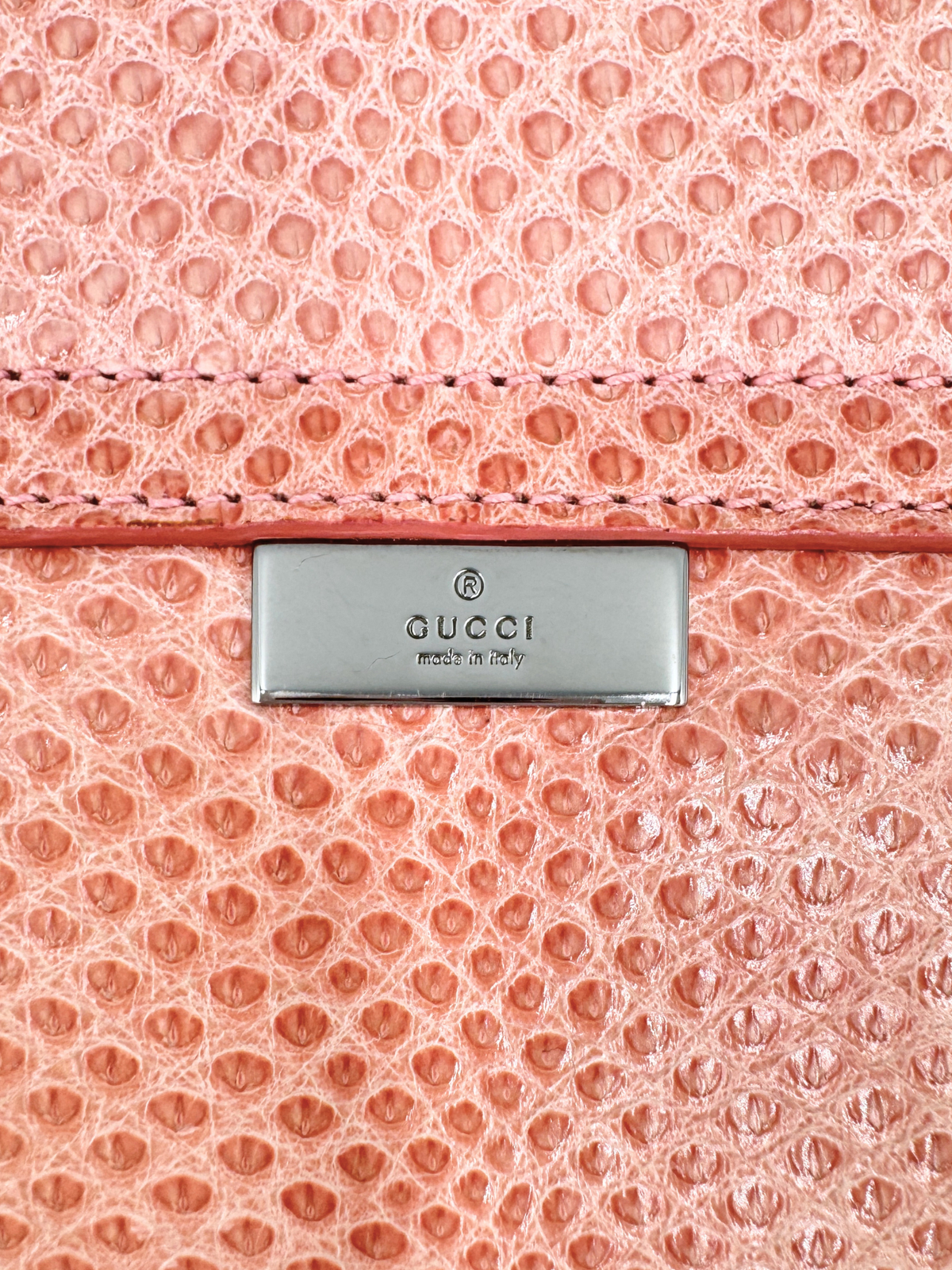 Vintage Tom Ford Era Lizard Metal Bar Shoulder Bag in Blush Pink Lizard