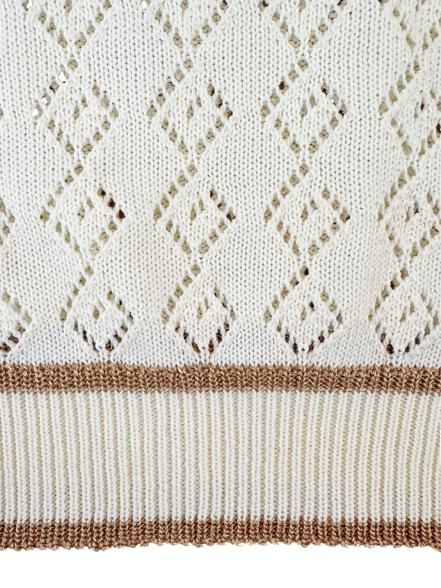 Size XXL GG Monogram Tank Top in Ivory Knit with Gucci Web Trim