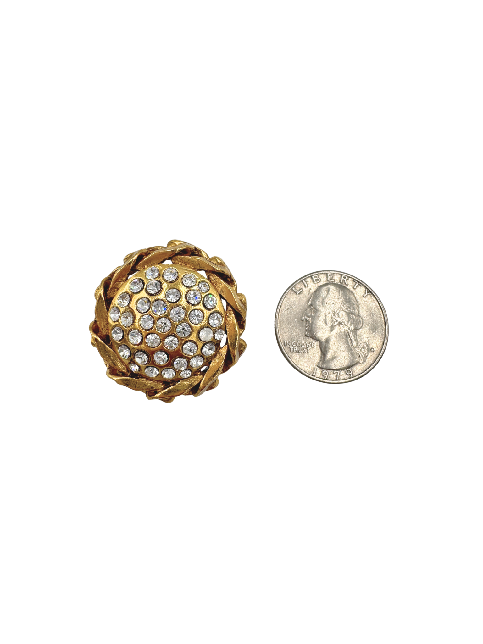 Vintage Crystal Studded XL Earrings in 24k Plated Gold