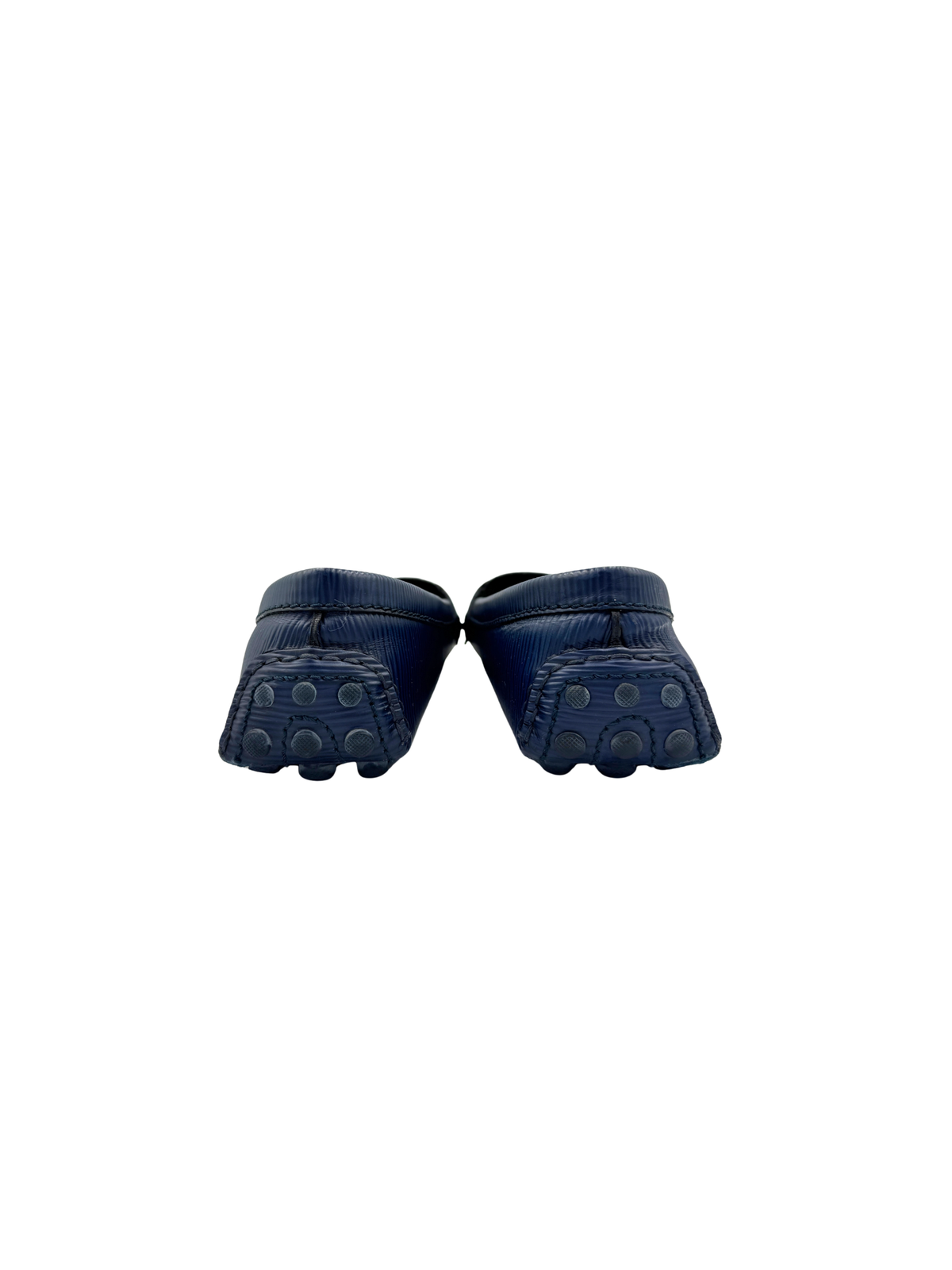 Size 38 Vintage LV Logo Flat Driving Loafer Moccasins in Blue Epi Leather