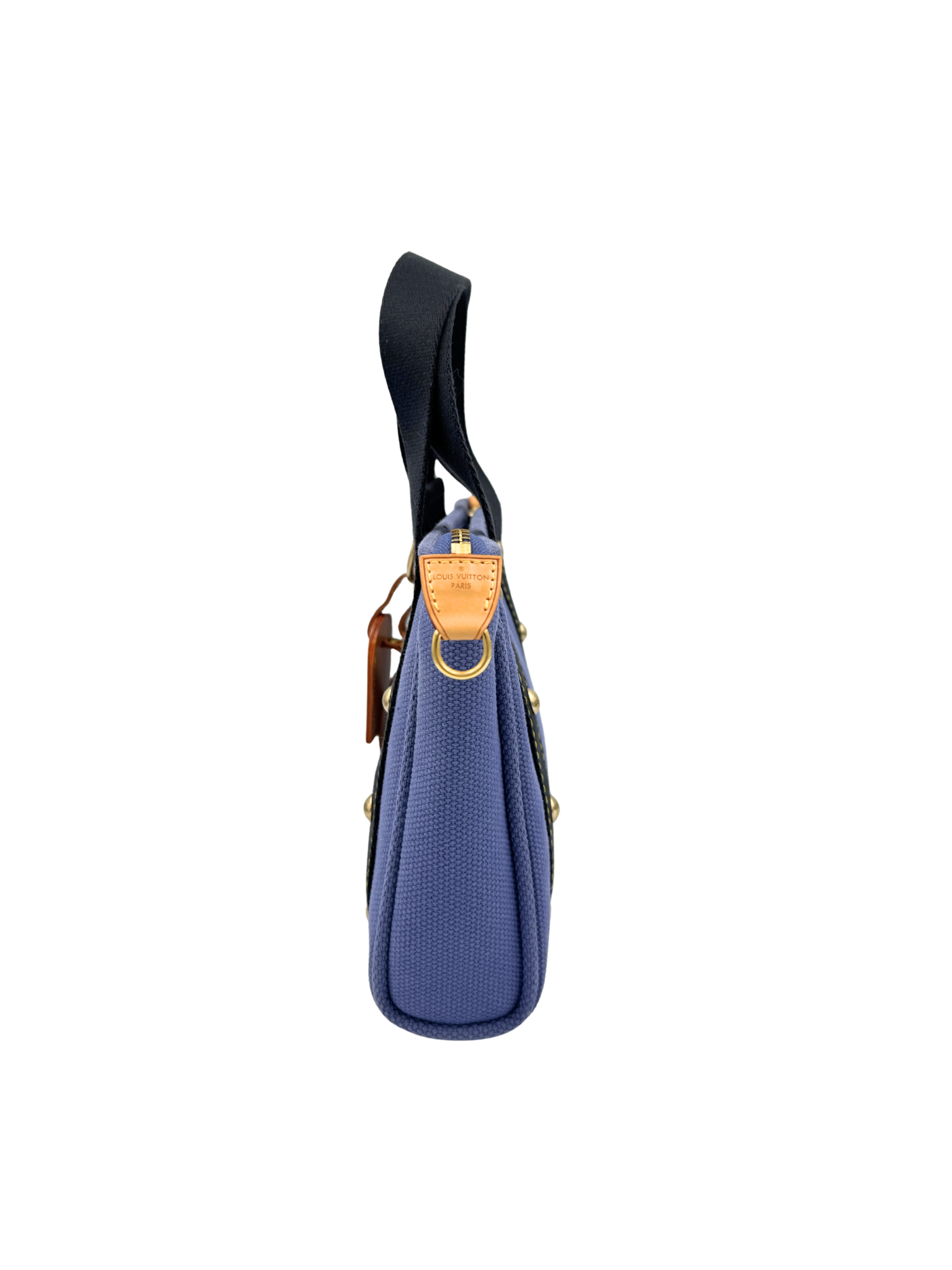 Small Shopping Tote Bag with Logo Plaque in Blue Canvas
