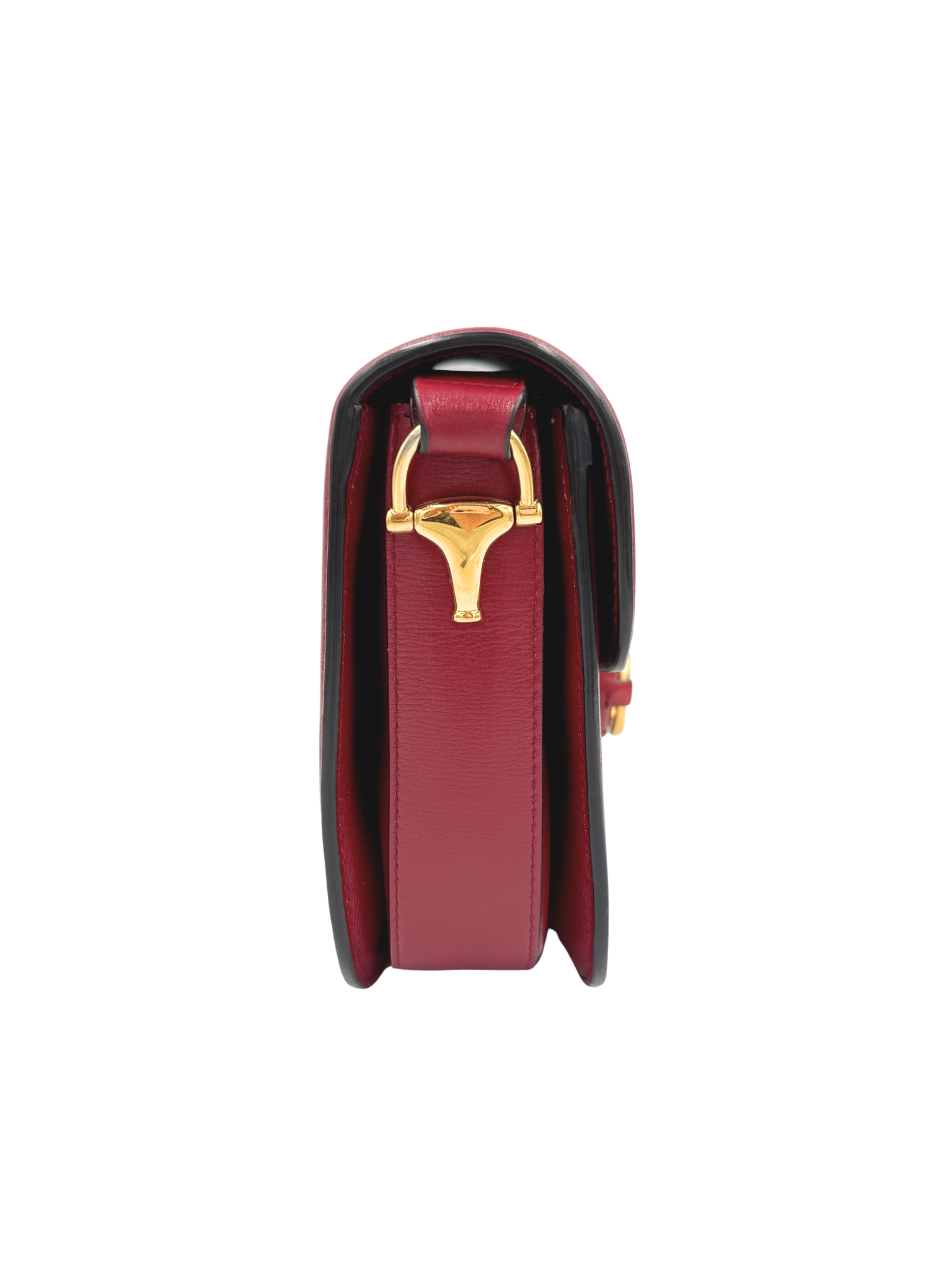 1955 Horsebit Shoulder Bag in Brown and Tan Monogram GG Supreme Coated Canvas with Burgundy Leather Trim (Copy)