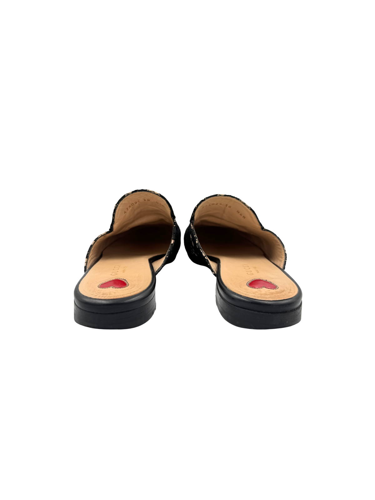 Size 38 Horsebit Princetown Flat Slide Mule Loafers in Black and Ivory Lace