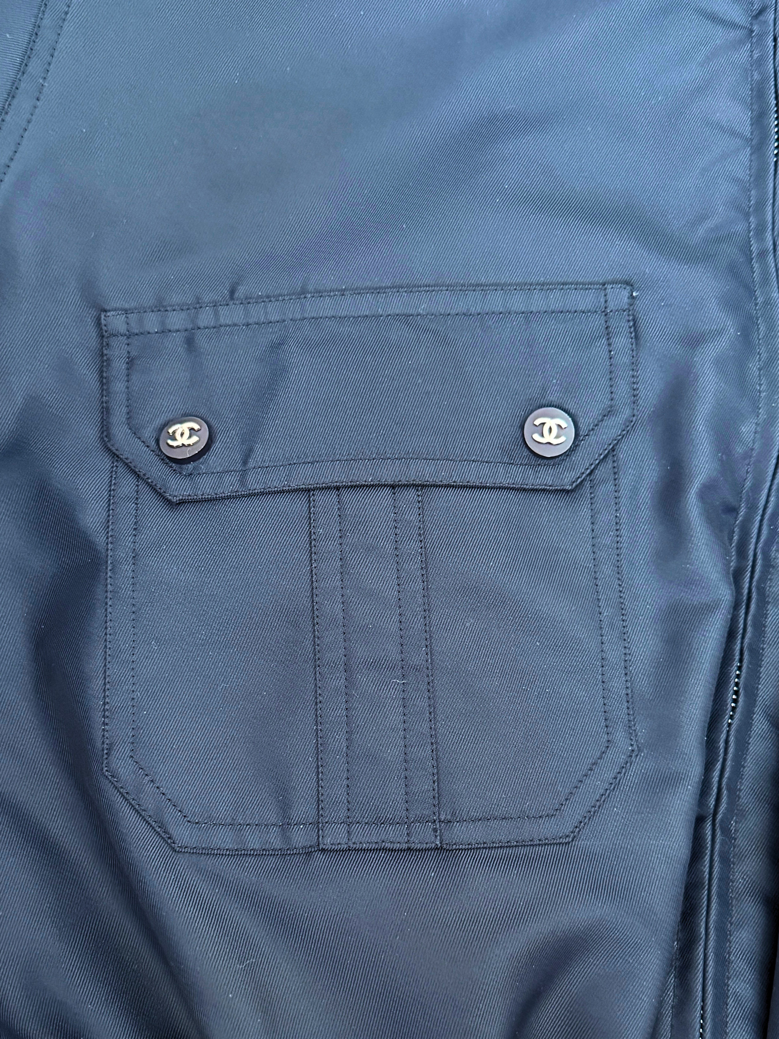 Size M / FR 40 Vintage Zip-Up Utility Bomber Jacket in Navy Fabric