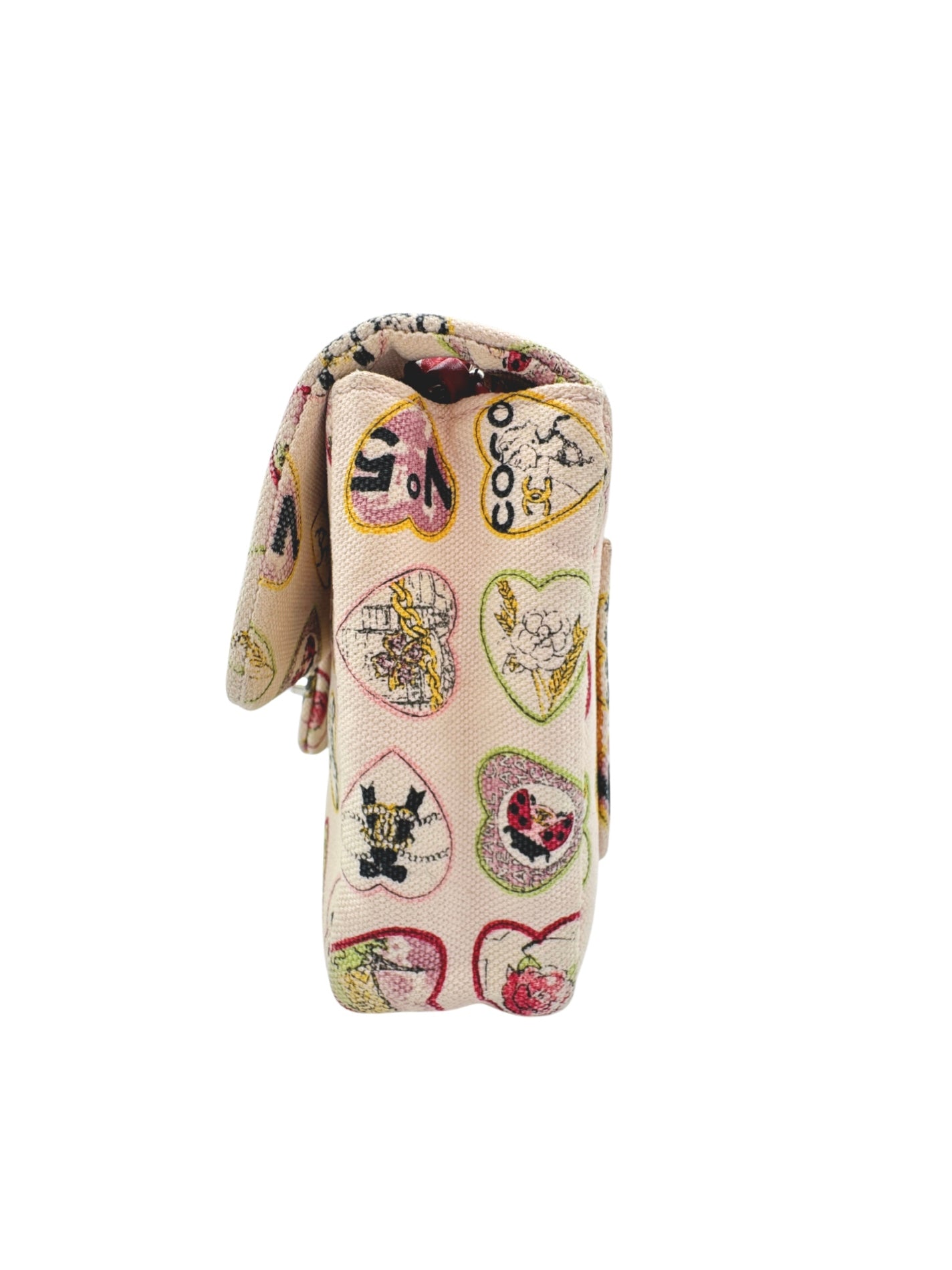 Limited-Edition Valentine's Collection Sweetheart Square Mini Classic Flap Bag in Heart Printed Ivory Canvas