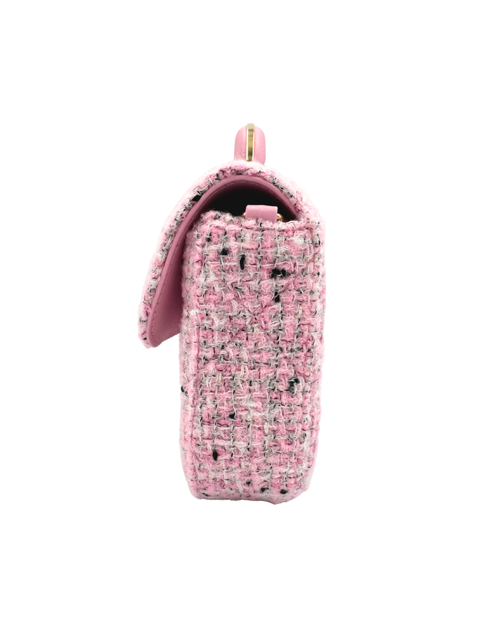 East-West Classic Flap Clutch Shoulder Bag in Pink Tweed (Cruise 2025/2026 Collection)