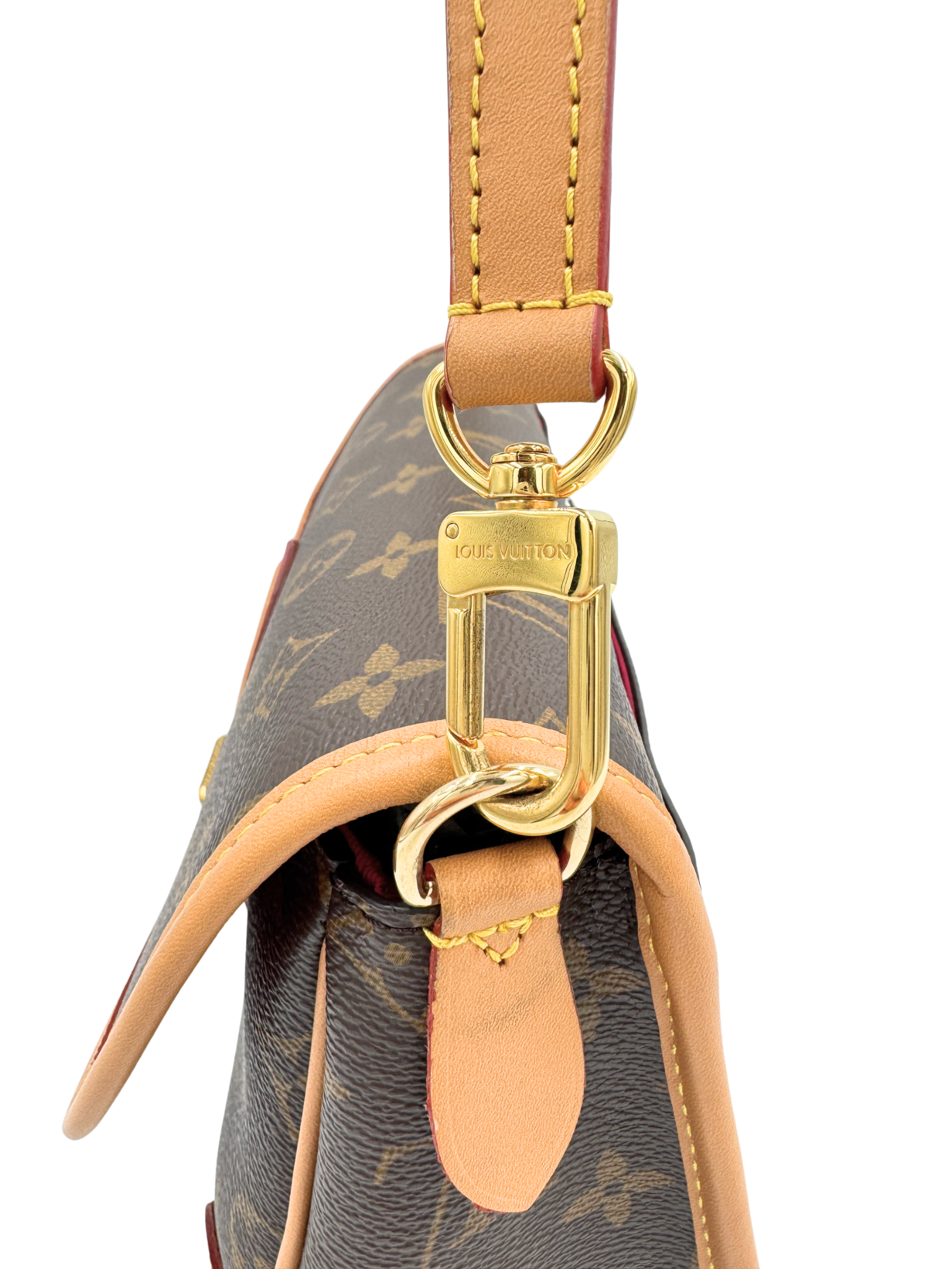 Diana Shoulder Bag in Brown and Tan Monogram Coated Canvas with Tan Leather Accents