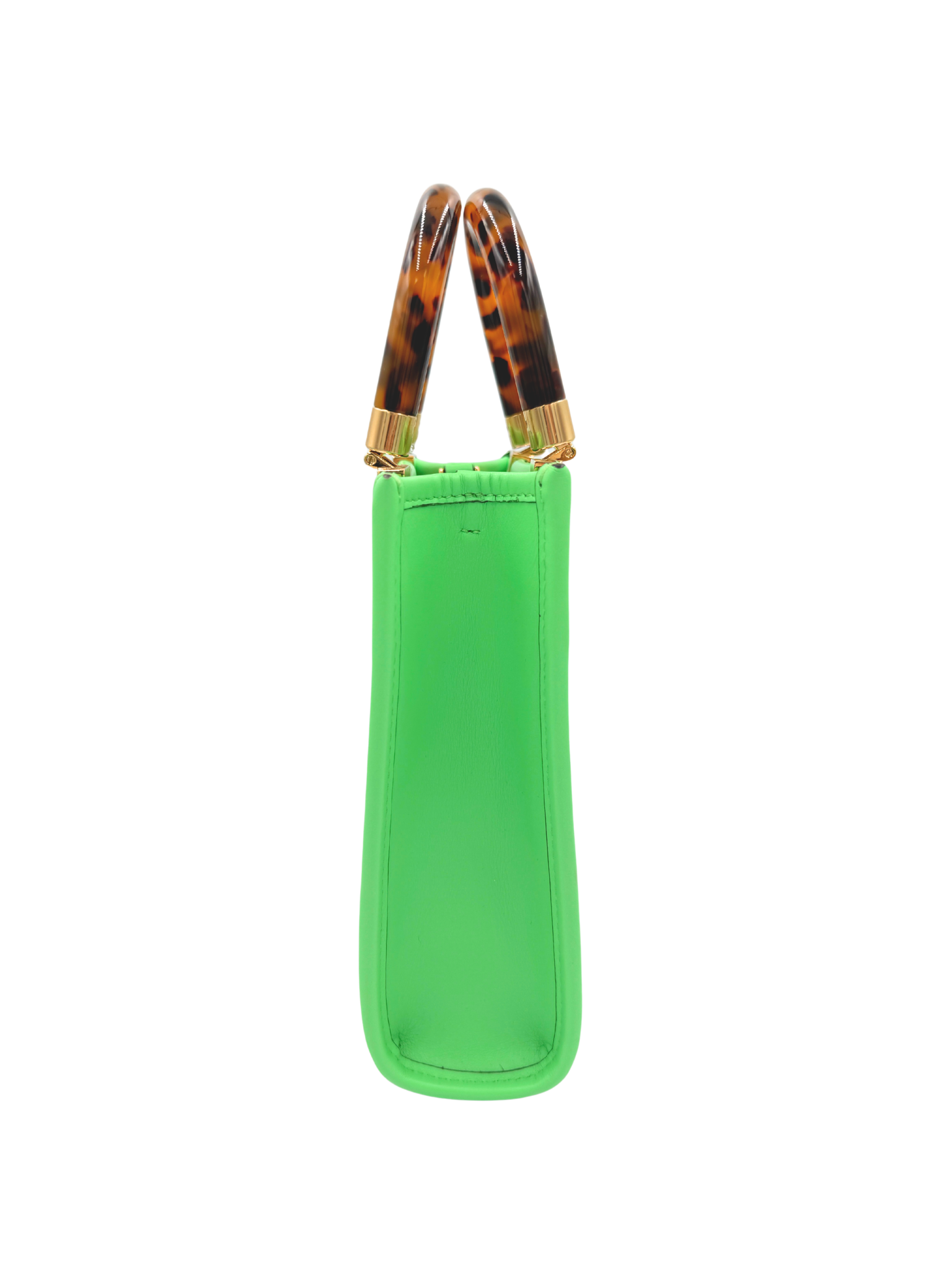 FF Mini Sunshine Shopping Tote Bag with Top Handle in Green Leather