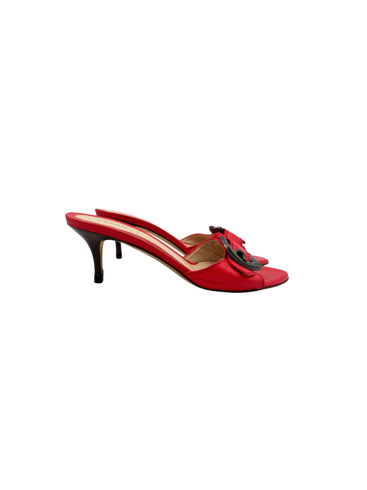Size 37 Mule Sandals with Buckle in Red Leather