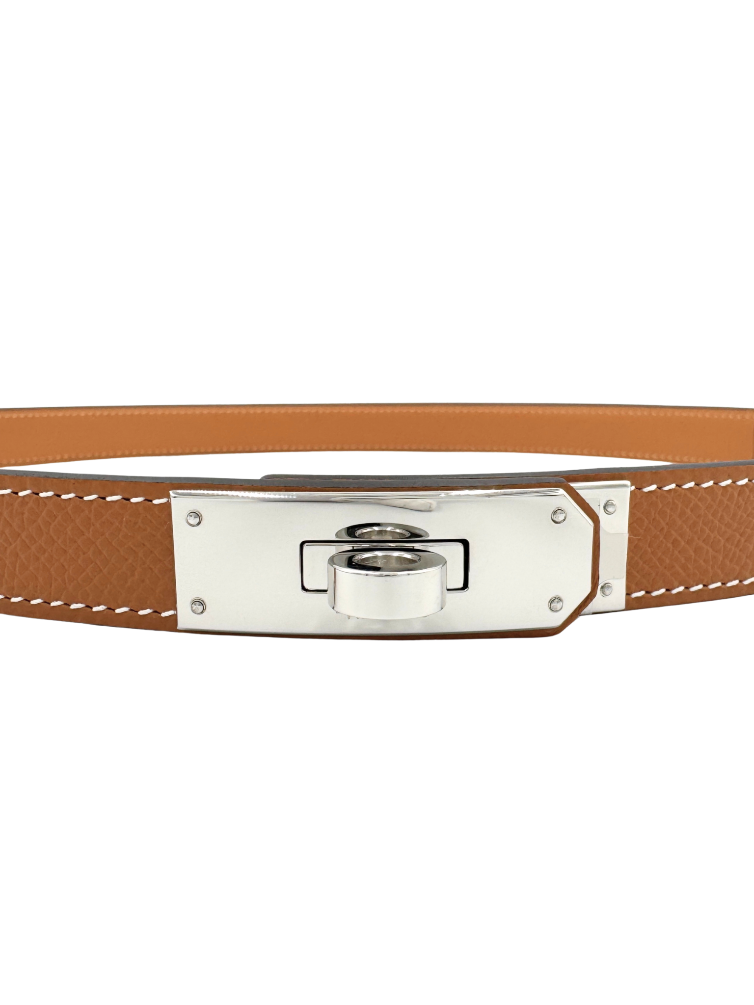 Adjustable Kelly Pocket Belt 18 with Removable Pouch in Gold Epsom Leather with Palladium Hardware