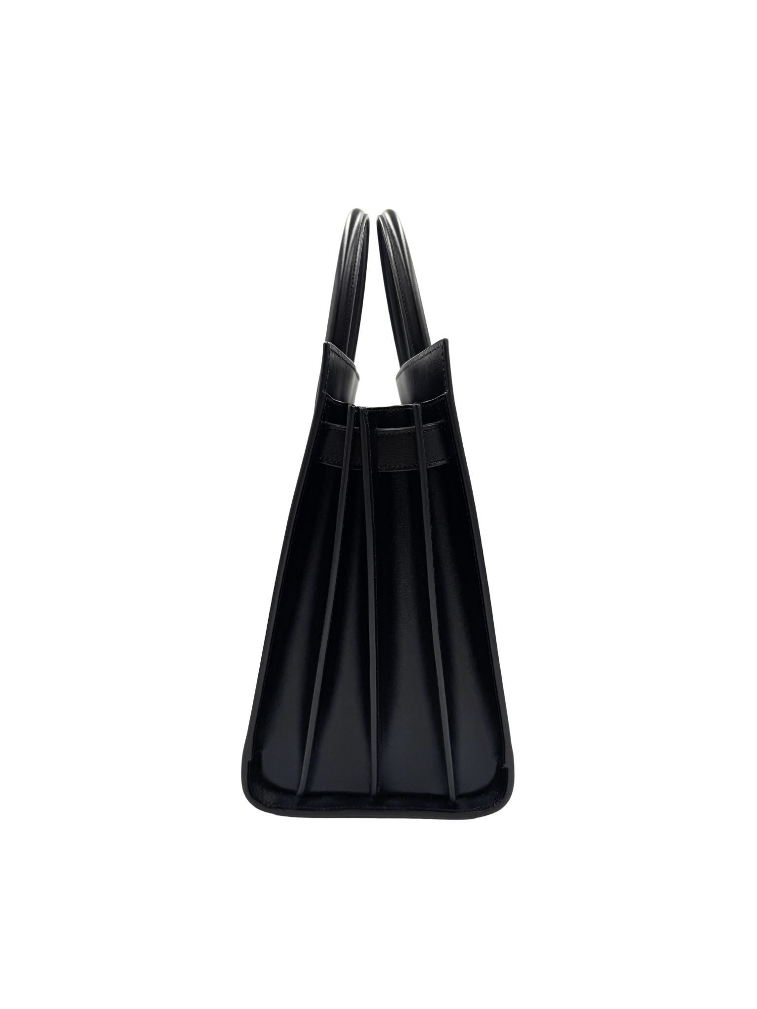 Small Sac De Jour Tote Bag with Removable Pouch Clutch in Black Smooth Calfskin Leather