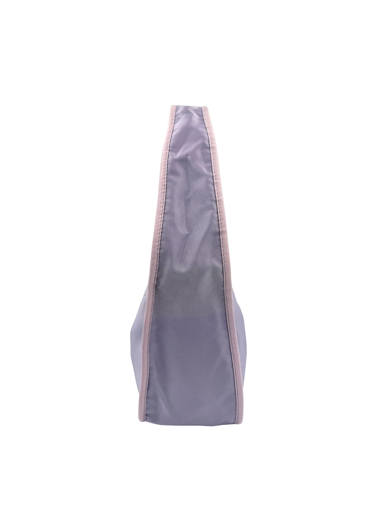 Classic Triangle Logo Plate Shoulder Bag in Lilac Nylon with Leather Trim