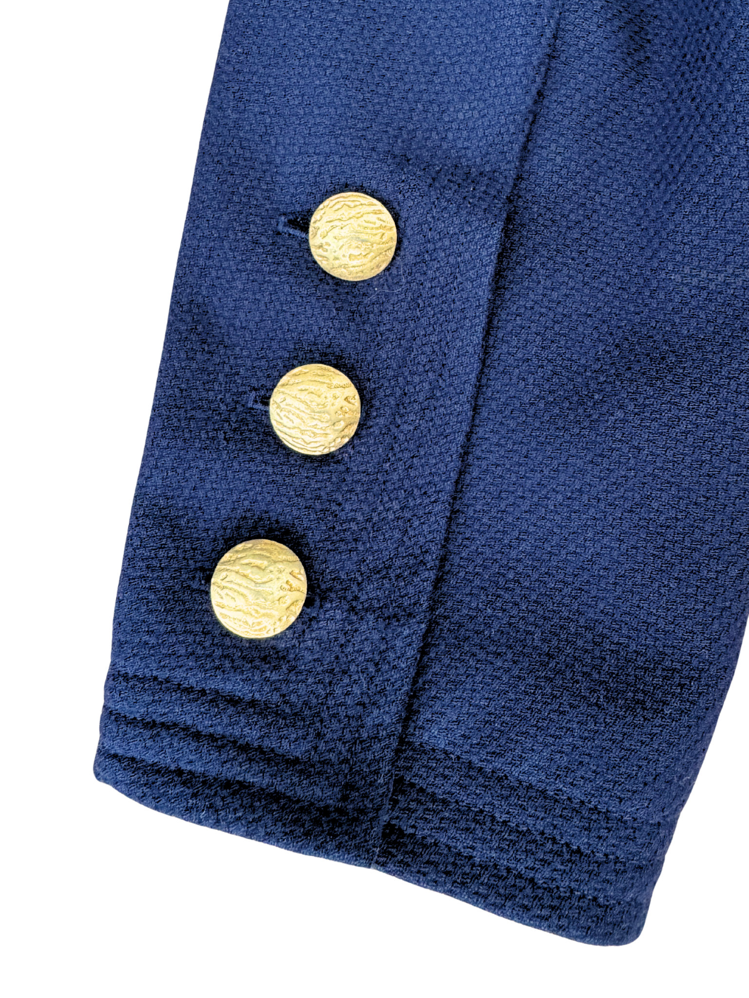Size M / FR 42 Vintage 1993 Blazer Jacket with CC Medallion Chain Belt in Navy Fabric