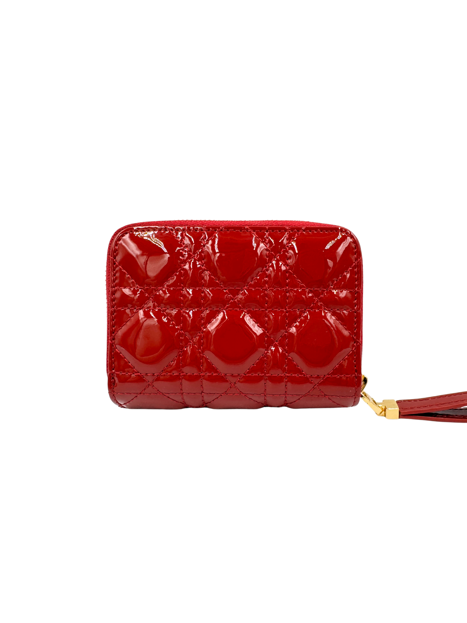 Caro Scarlet Ziparound Quilted Cannage Wallet in Red Patent Leather