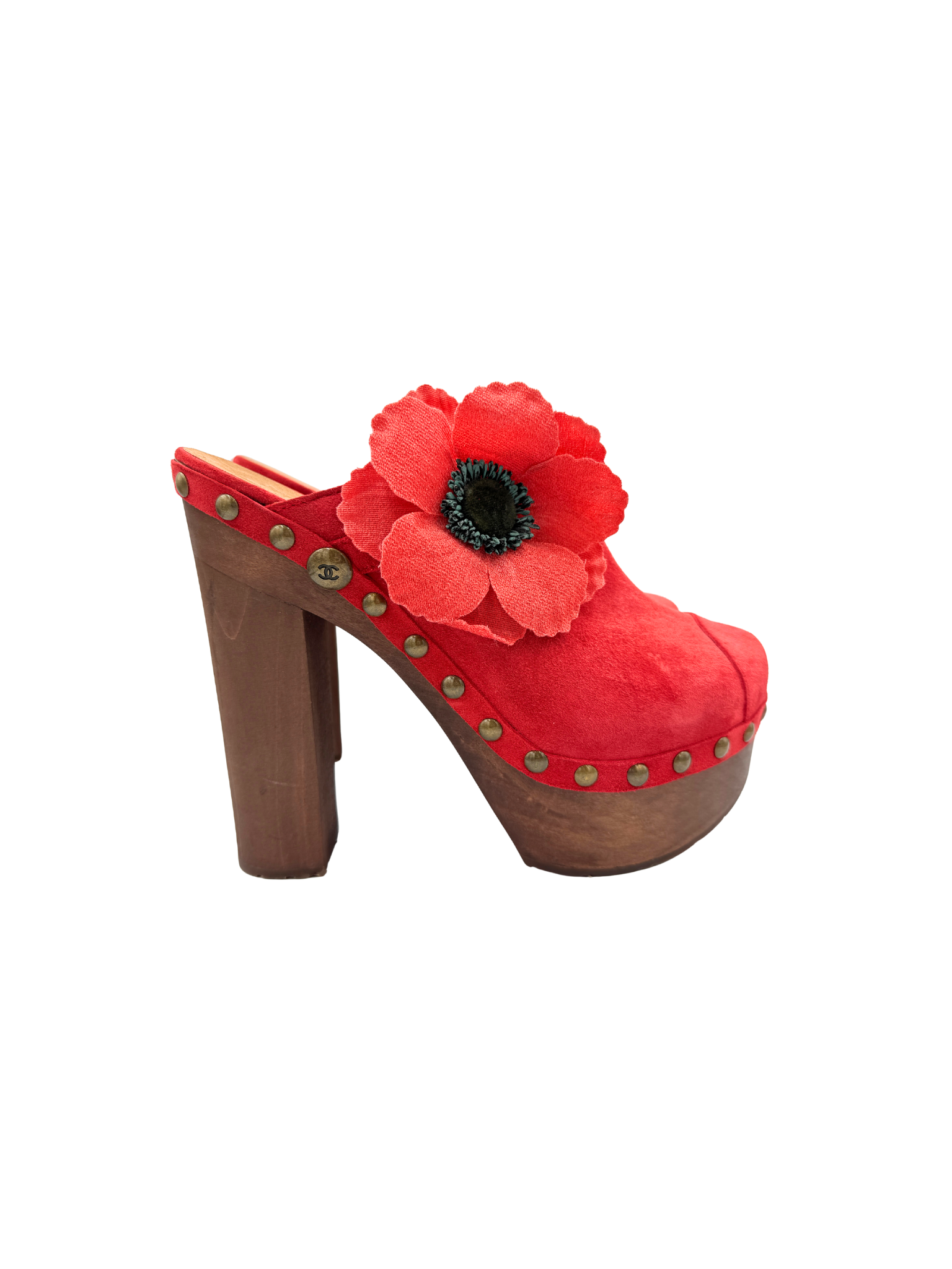 Size 41 2010 Karl Lagerfeld Era Poppy Platform Clogs in Red Suede