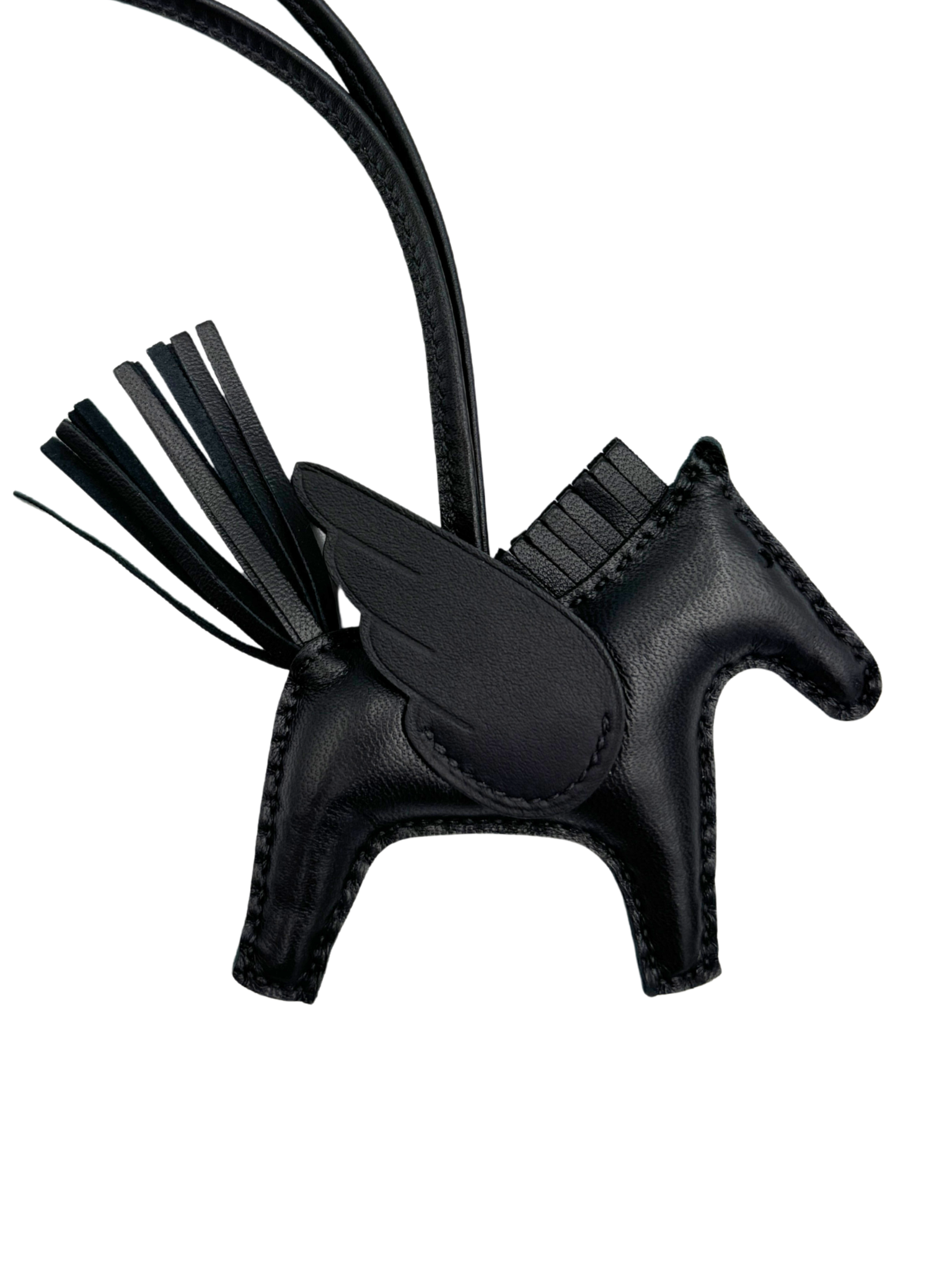 So Black Pegase PM GriGri Bag Charm in Noir/Black Milo Lambskin Leather & Swift Calfskin Leather
