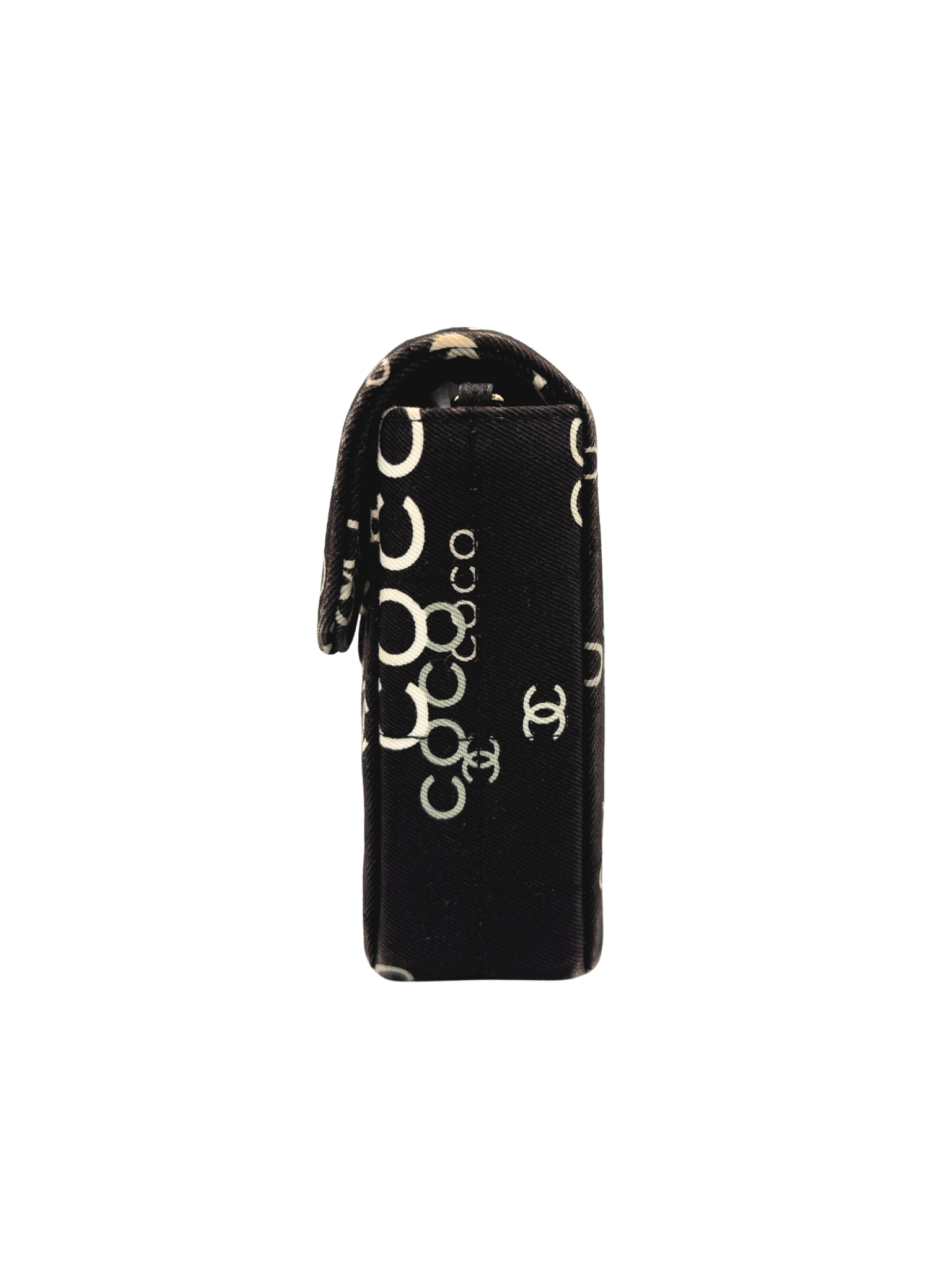 Vintage 2002 Karl Lagerfeld Era Coco Classic Chocolate Bar Single Flap Shoulder Bag in Black and White Logo Canvas (Copy)
