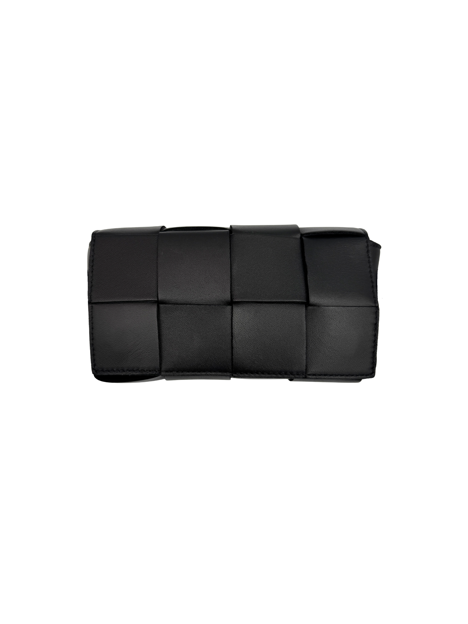 Cassette Belt Bag / Bum Bag in Black Maxi Intrecciato Woven Leather