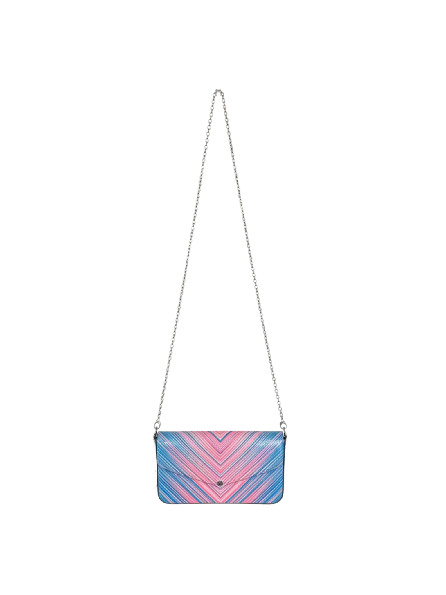 Tropical Felicie Shoulder Bag Pochette with 2 Removable Card Holder Wallet Inserts in Blue/Pink Multicolor Epi Leather (Copy)