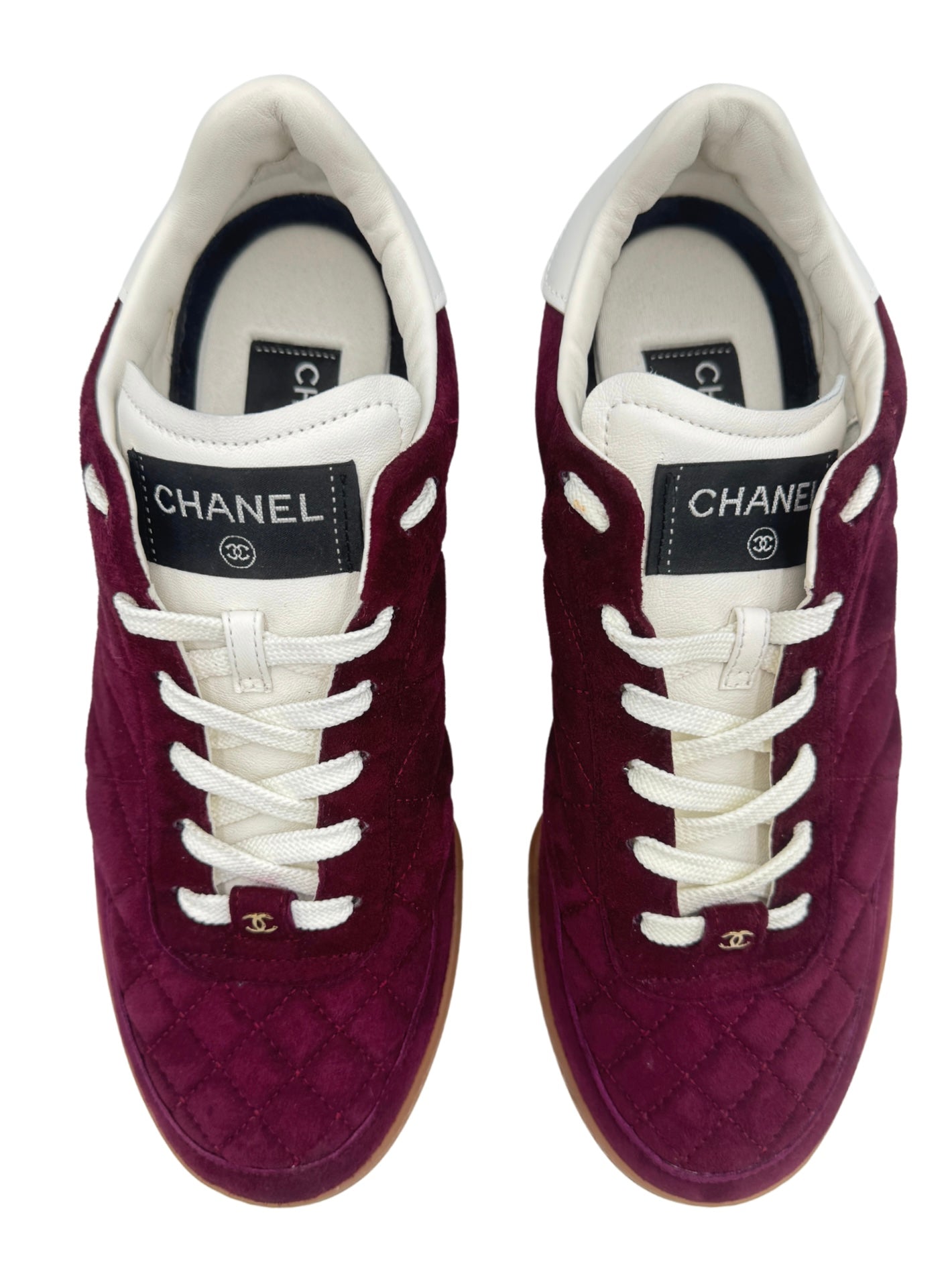 Size 40 Low Top CC Sneakers in Burgundy Suede