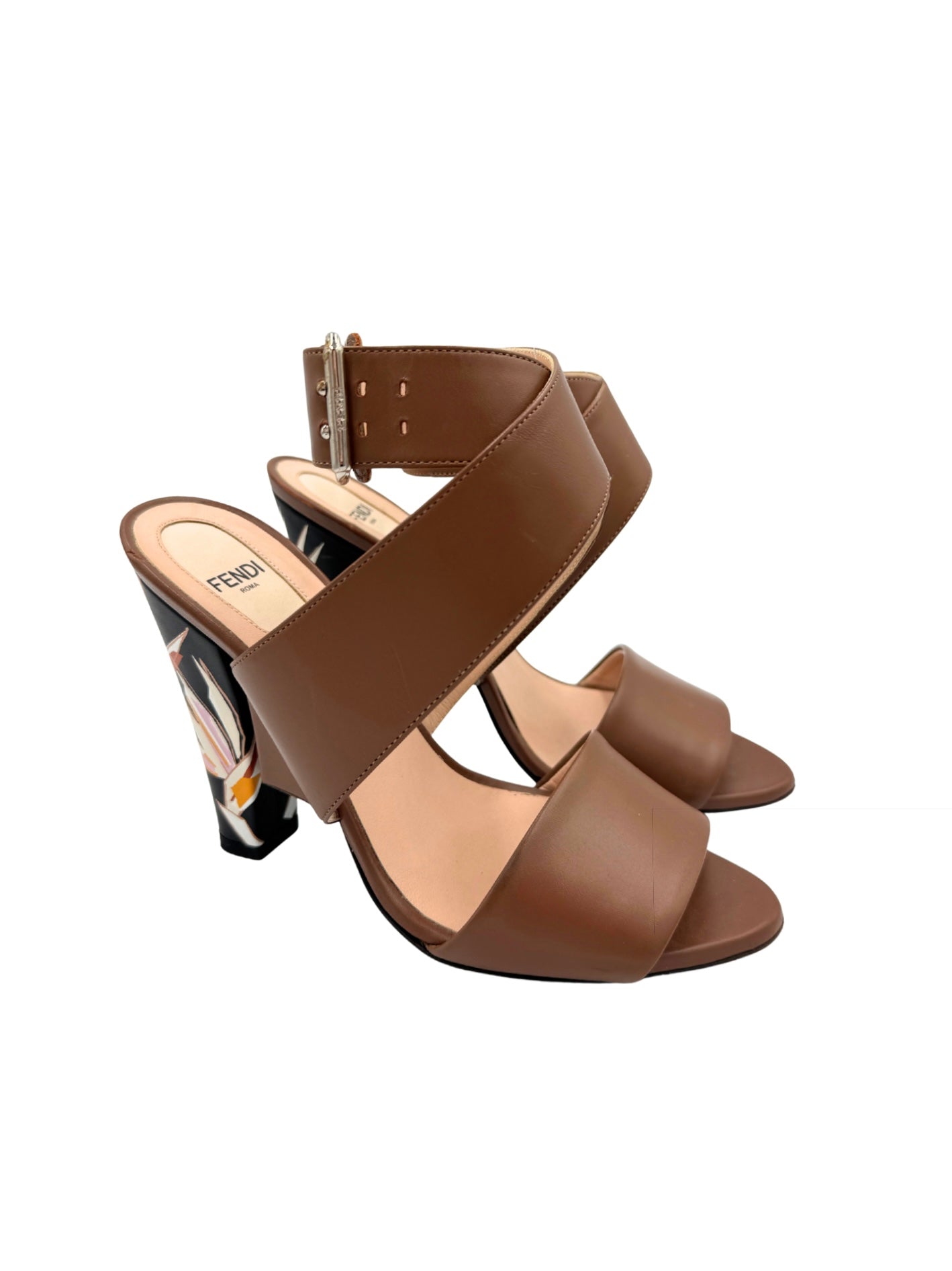 Size 37 Bird of Paradise Crossover Strap Mule Sandals in Smooth Brown Leather