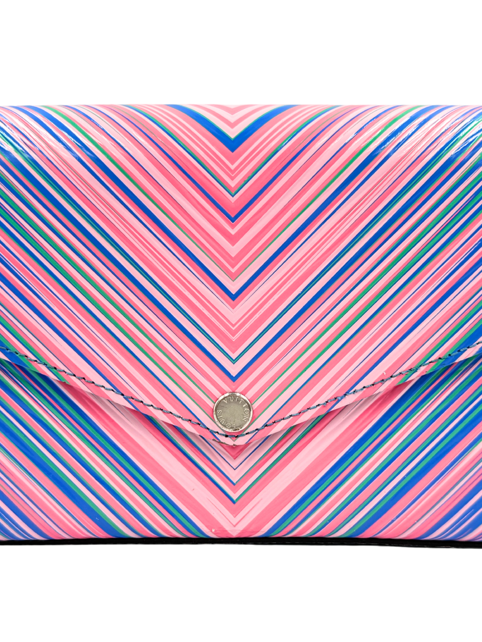 Tropical Felicie Shoulder Bag Pochette with 2 Removable Card Holder Wallet Inserts in Blue/Pink Multicolor Epi Leather (Copy)