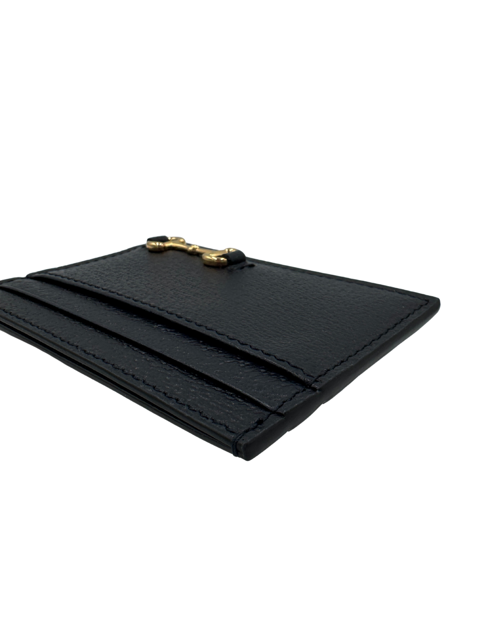 Classic Horsebit Card Holder Wallet in Black Leather
