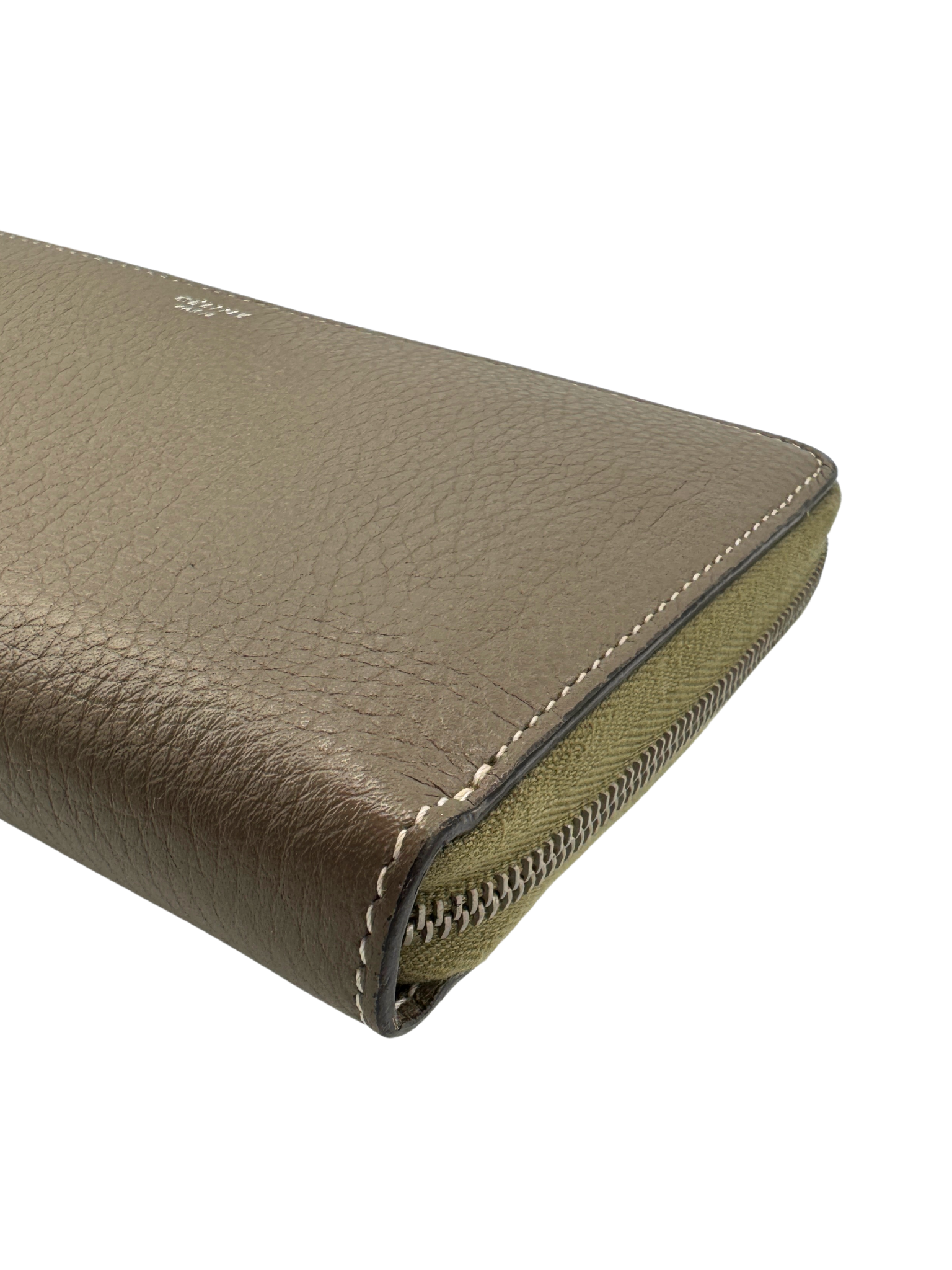 Long Continental Zip Around Wallet in Taupe Leather