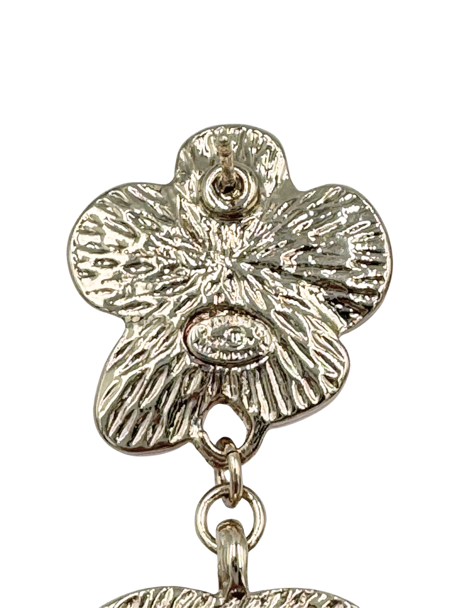 2023 Camellia Flower CC Drop Earrings in Silver Hardware