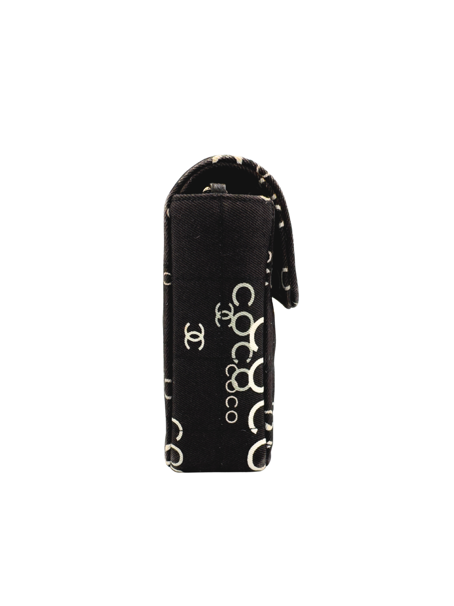 Vintage 2002 Karl Lagerfeld Era Coco Classic Chocolate Bar Single Flap Shoulder Bag in Black and White Logo Canvas (Copy)