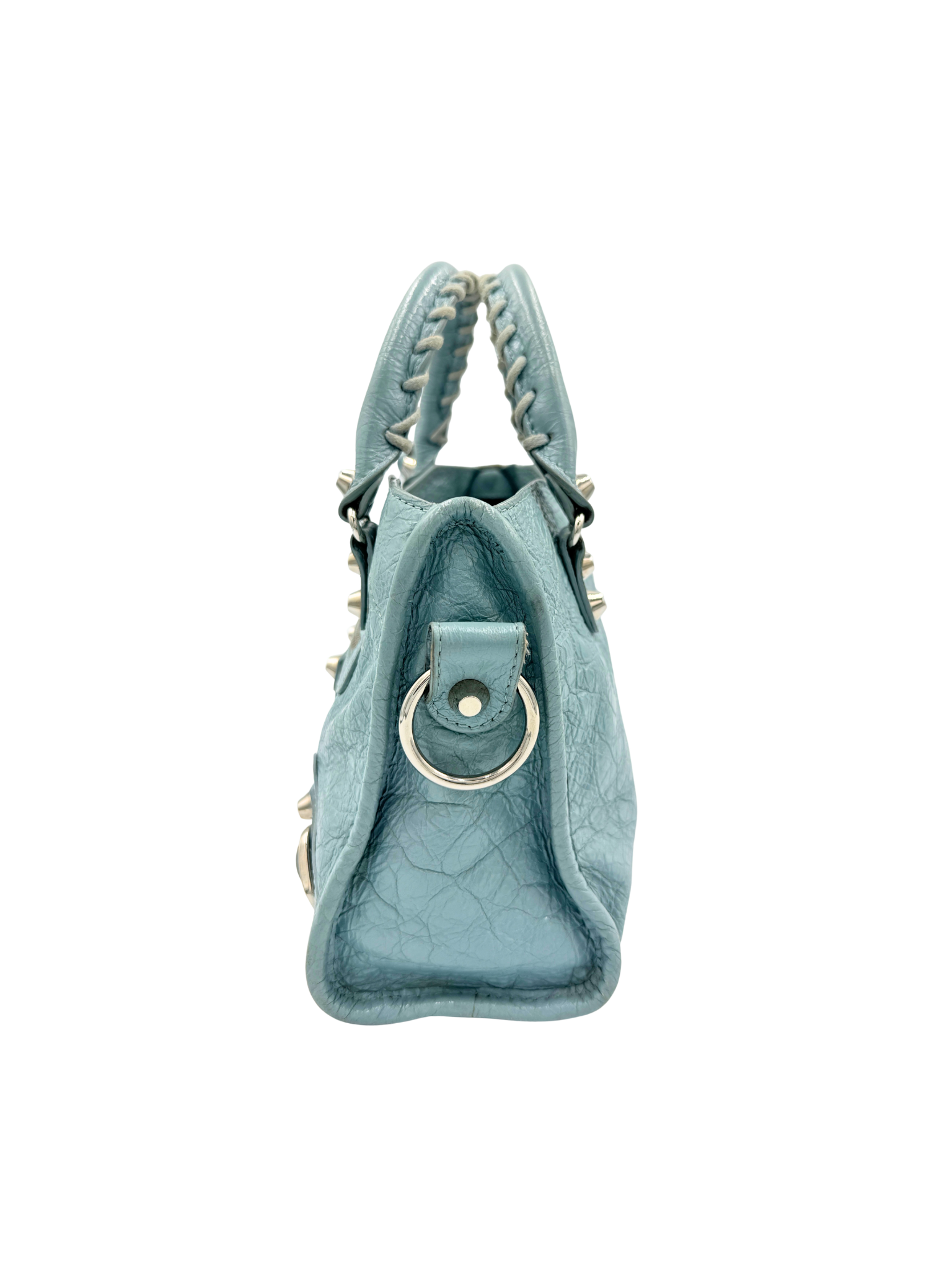 Classic Mini City Shoulder Bag in Blue Agneau Lambskin Leather