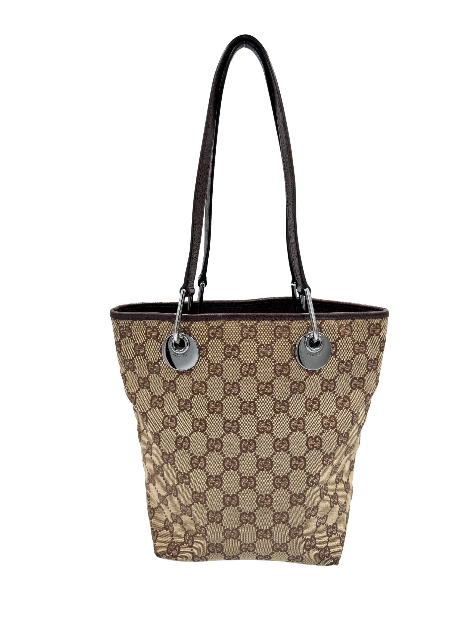 GG Small Eclipse Tote Bag in Brown & Tan GG Supreme Canvas