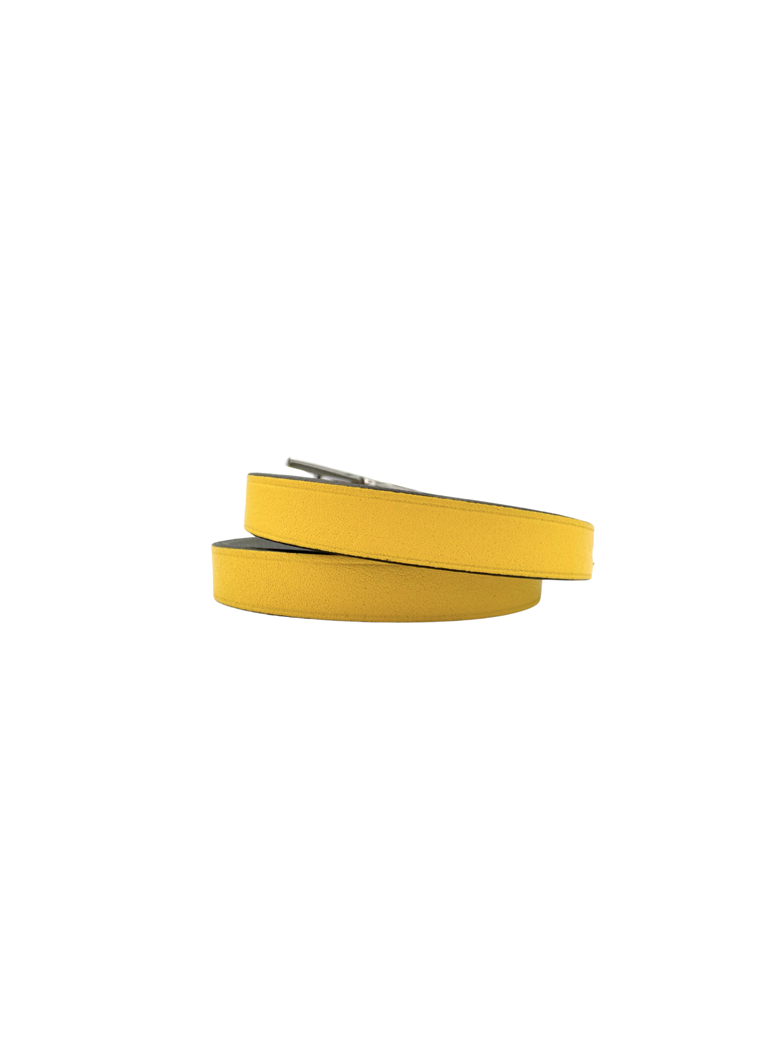 Size T1 Behapi Double Tour Reversible Bracelet in Bleu Glacier/Jaune De Naples Swift Leather