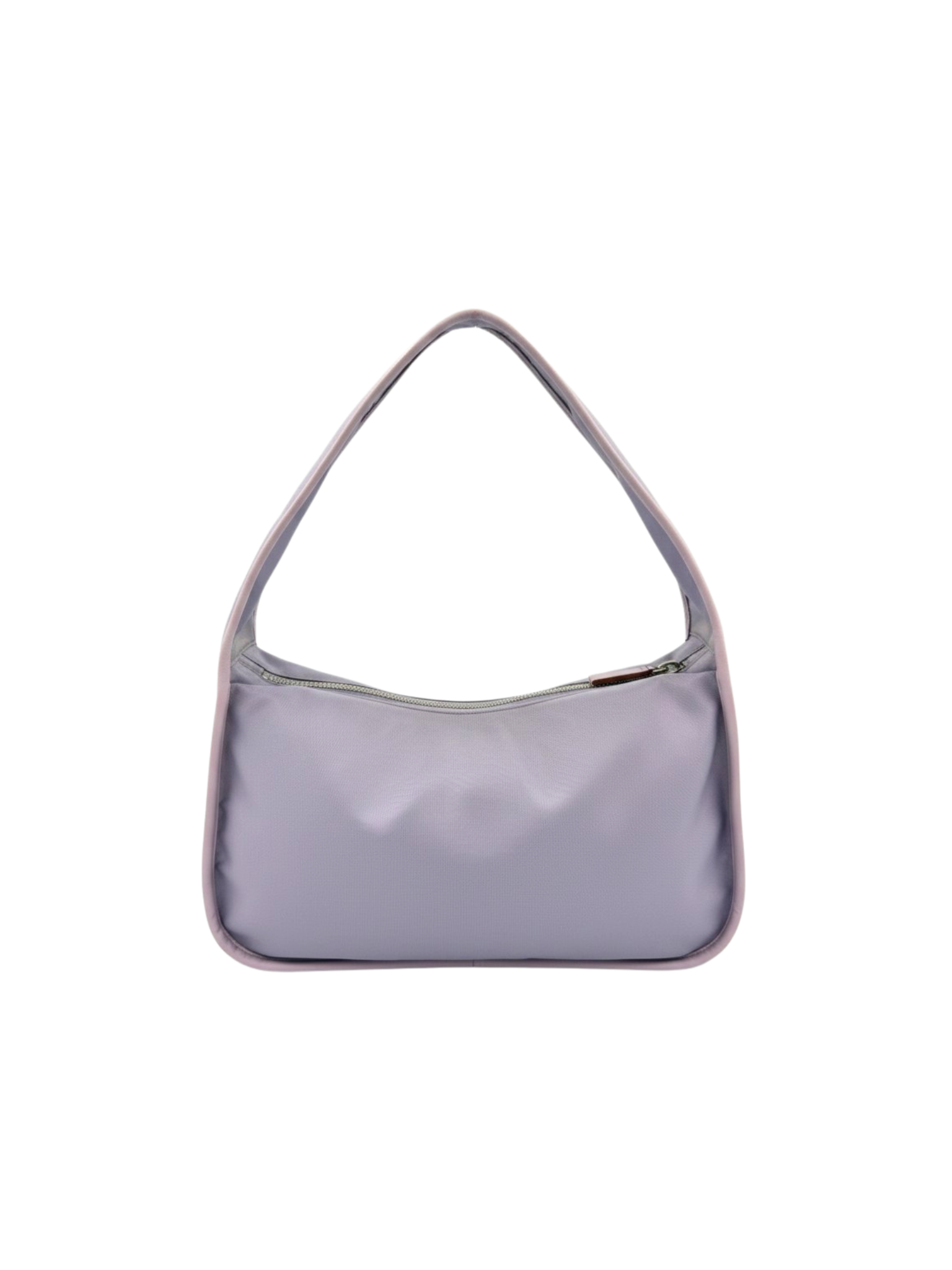 Classic Triangle Logo Plate Shoulder Bag in Lilac Nylon with Leather Trim