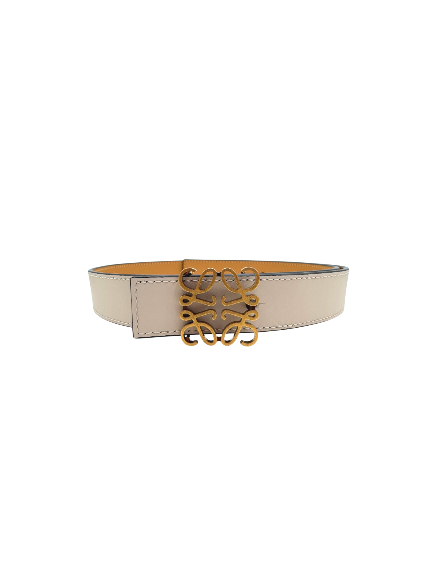 Size 80 Reversible Anagram Logo Belt in Tan & Sand Smooth Calfskin Leather