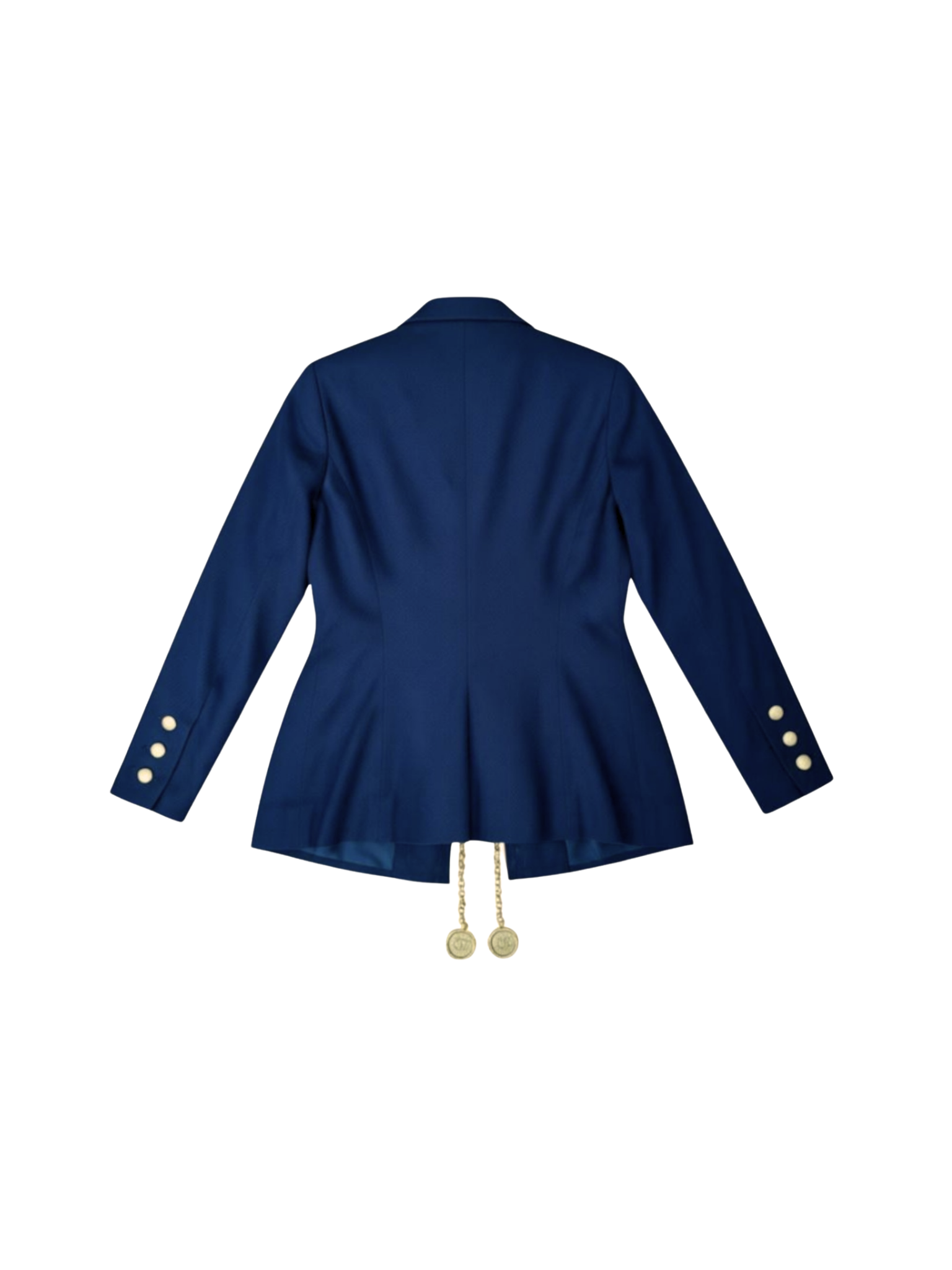 Size M / FR 42 Vintage 1993 Blazer Jacket with CC Medallion Chain Belt in Navy Fabric