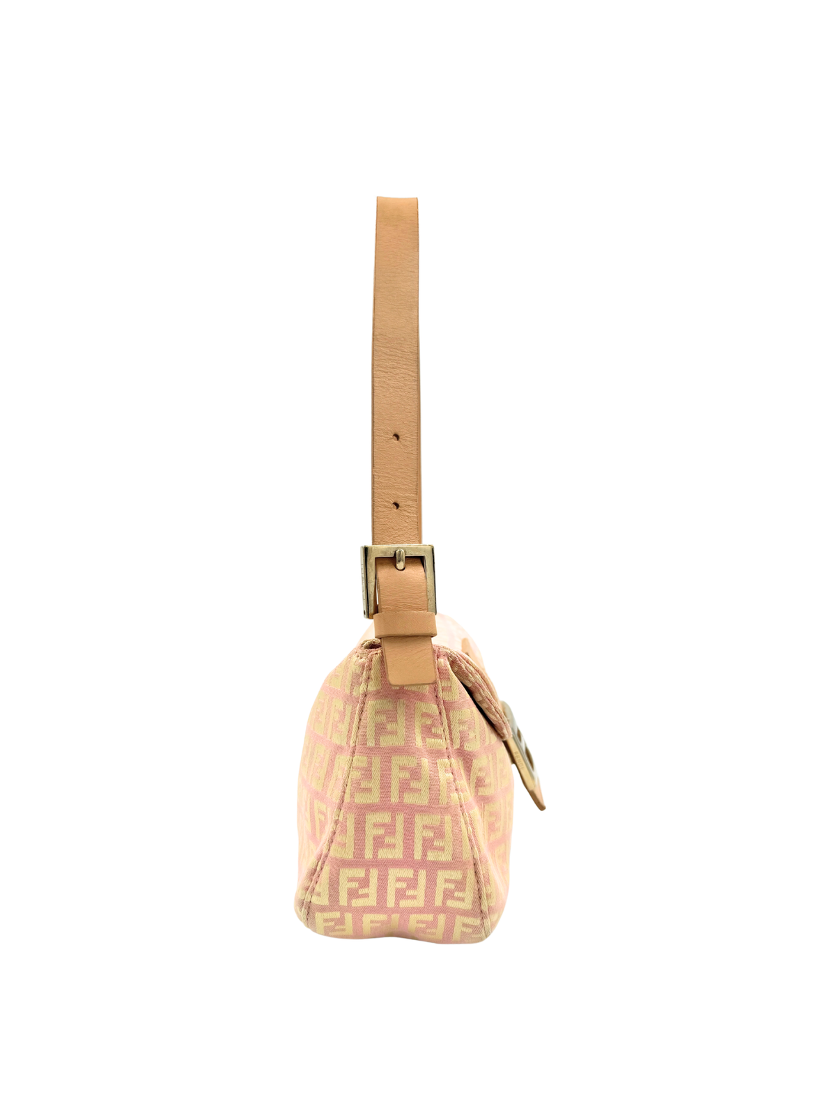 Vintage Zucchino FF Baguette Shoulder Bag in Pink and Ivory Monogram Canvas