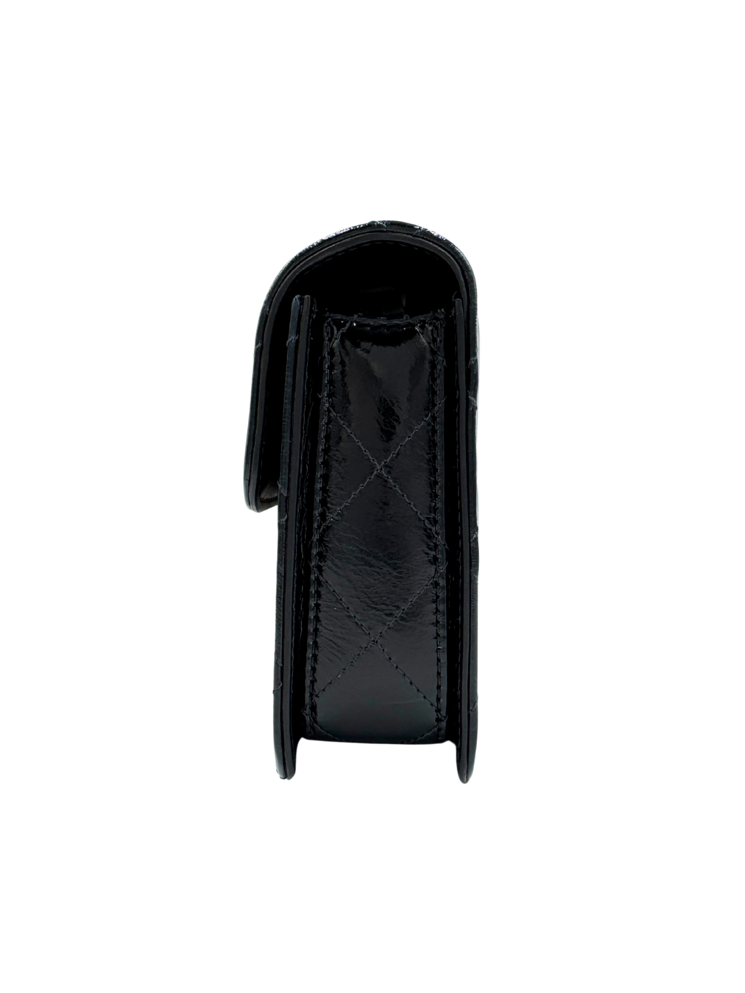 2025 Seasonal Quilted Single Flap Bag in Shiny Glazed Black Calfskin Leather